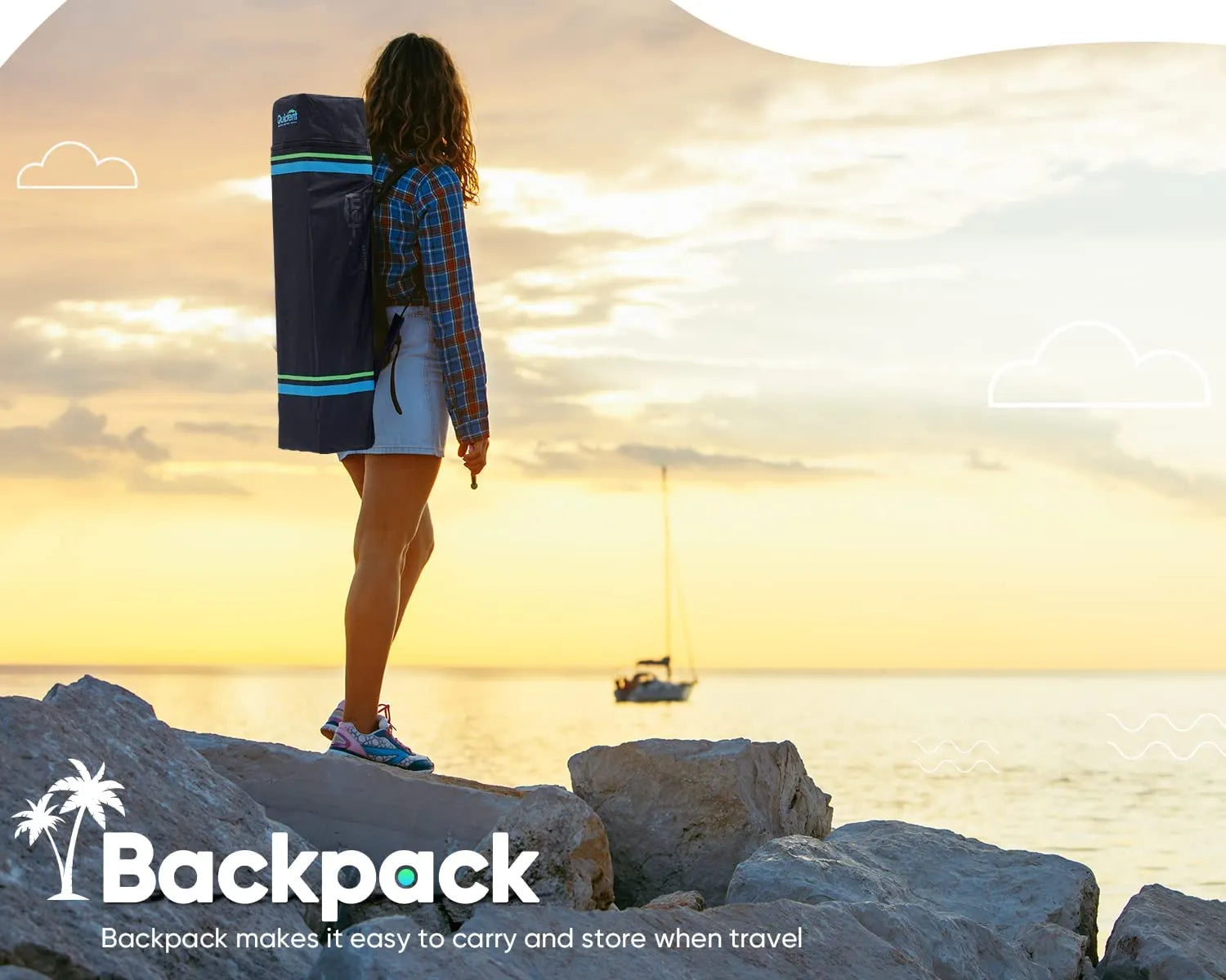 blue beach canopy backpack
