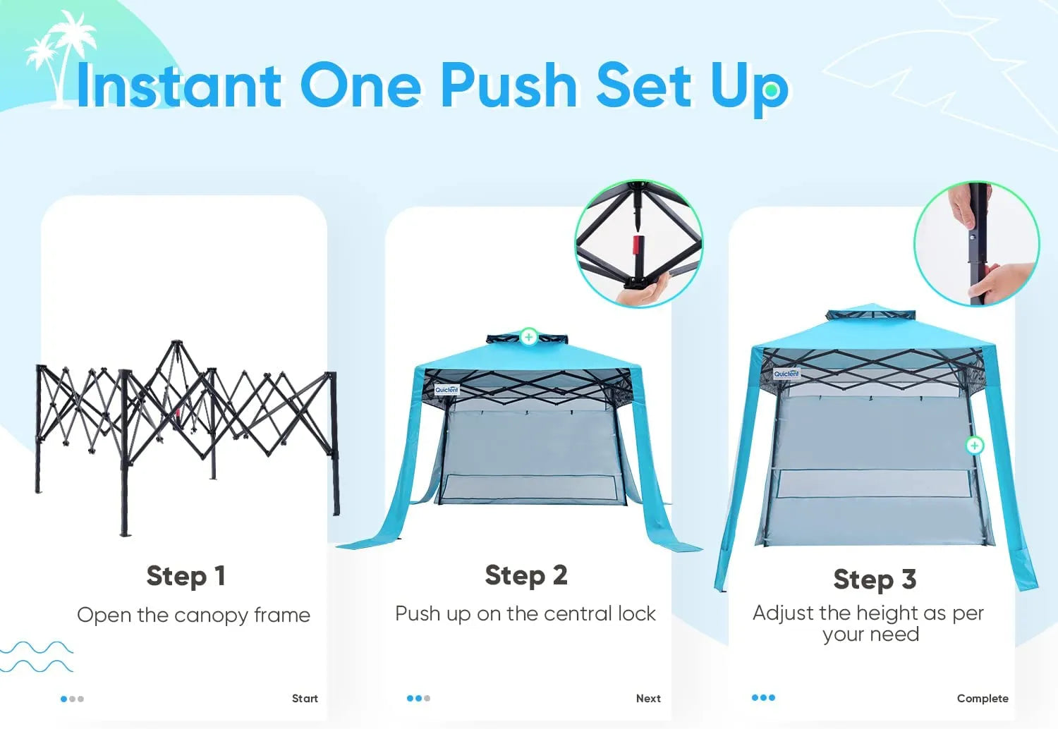 blue compact canopy set up process