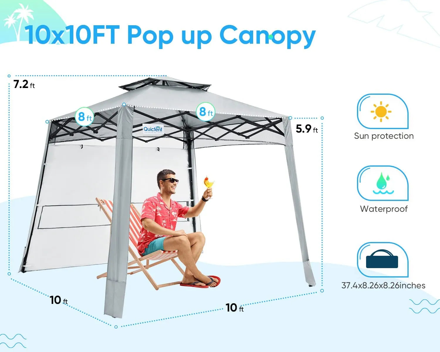 10x10 gray canopy tent size
