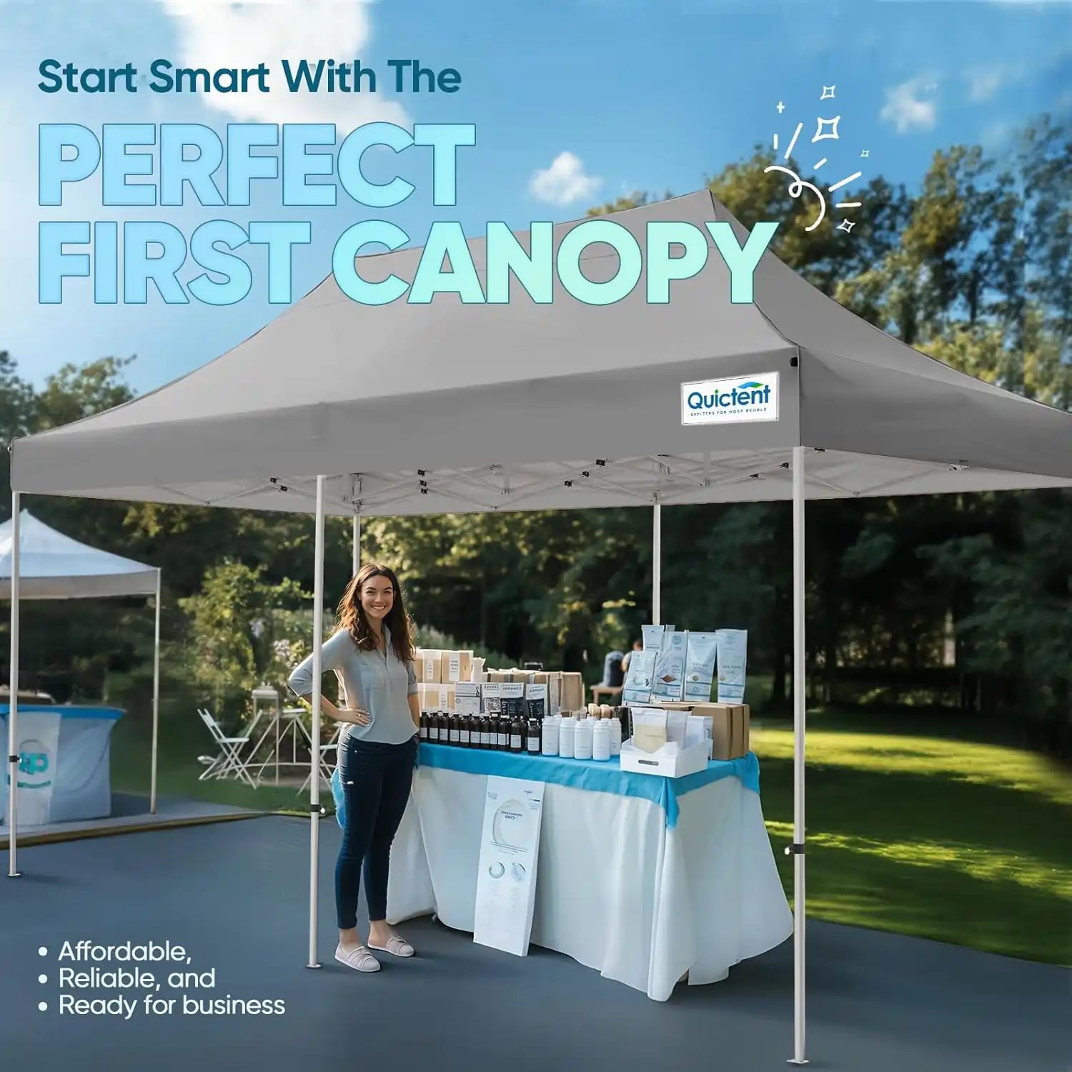 Quictent affordable canopy#style_10x20 No Sidewall-Gray