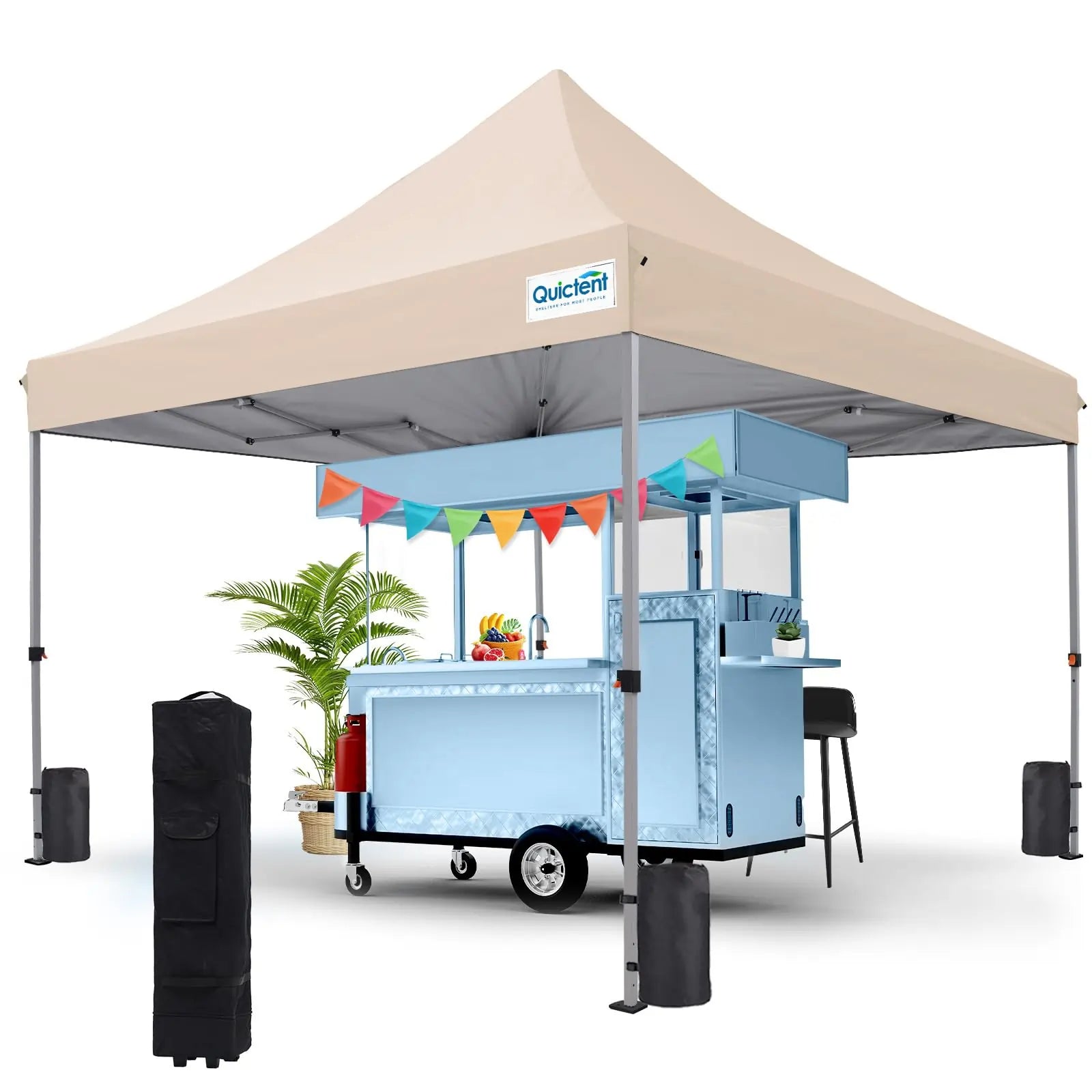 Quictent 10'x10' Heavy Duty Pop Up Canopy Tan#color_beige