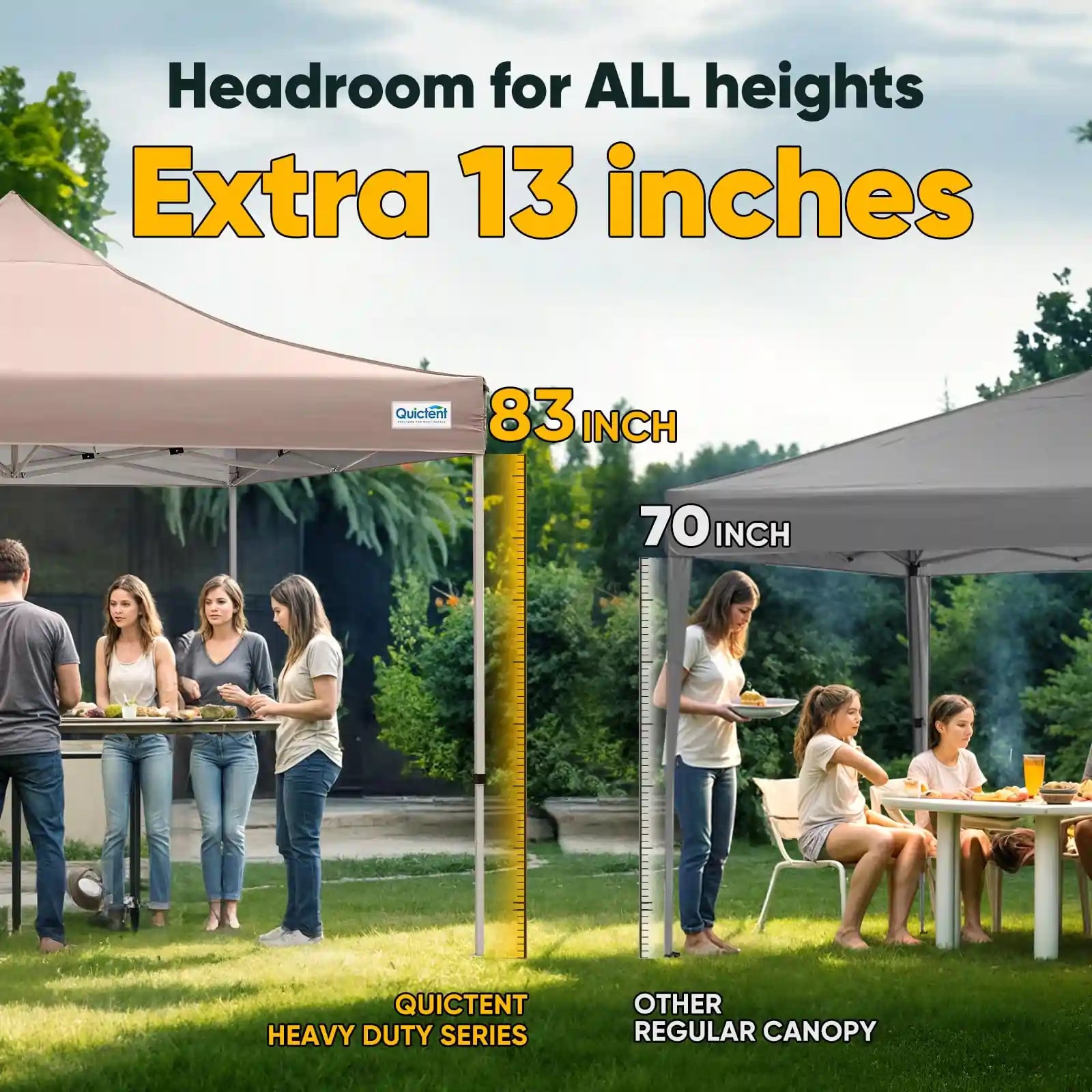 Quictent Heavy Duty Series canopy with 83-inch headroom#style_10x10 No Sidewall-Beige