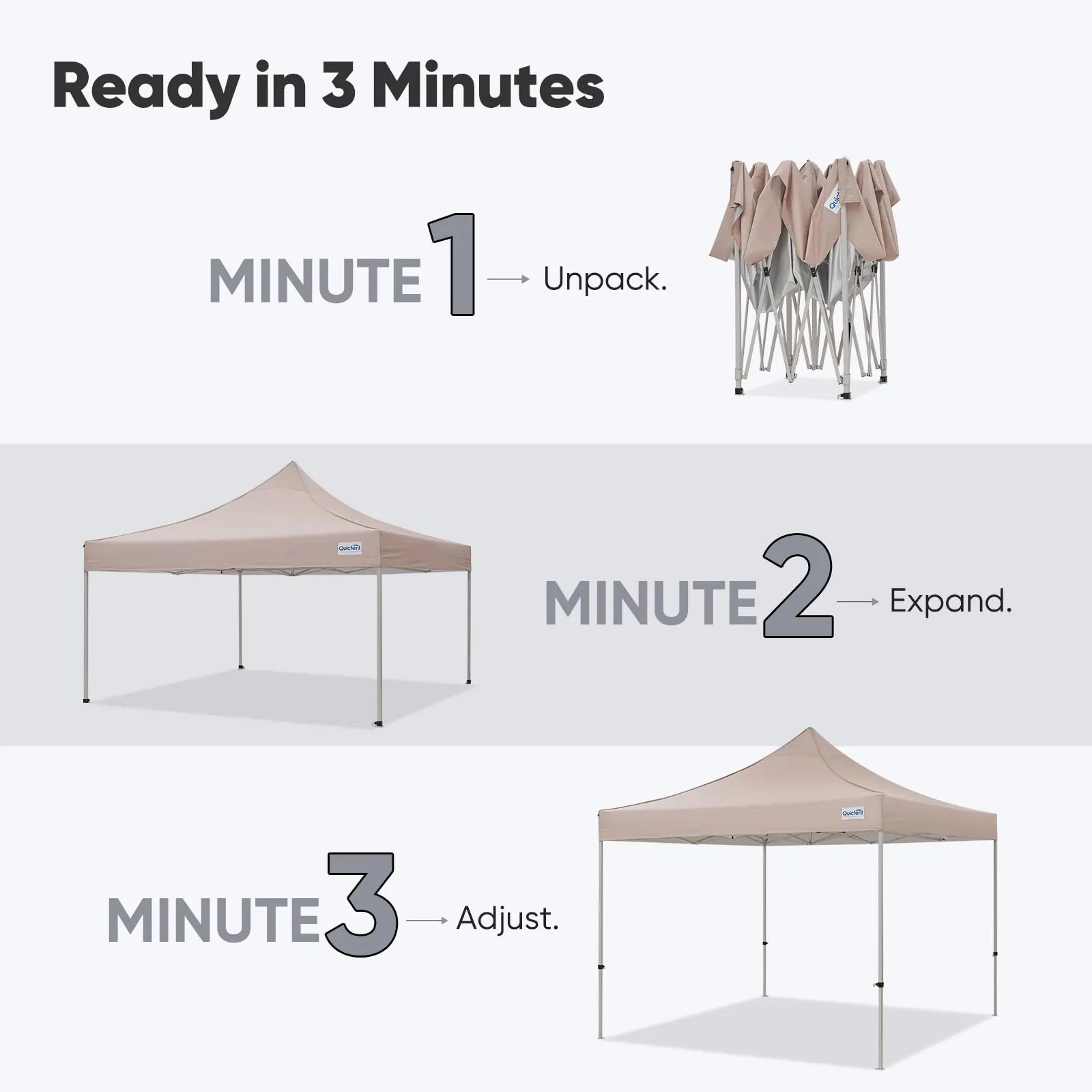 Easy to assemble#style_10x10 No Sidewall-Beige