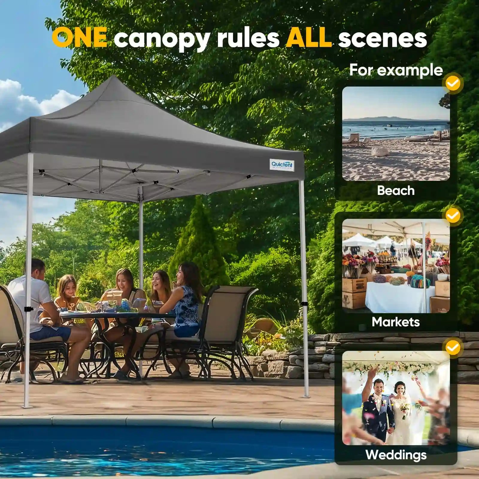 Gray canopy tent outdoors#style_10x10 No Sidewall-Gray