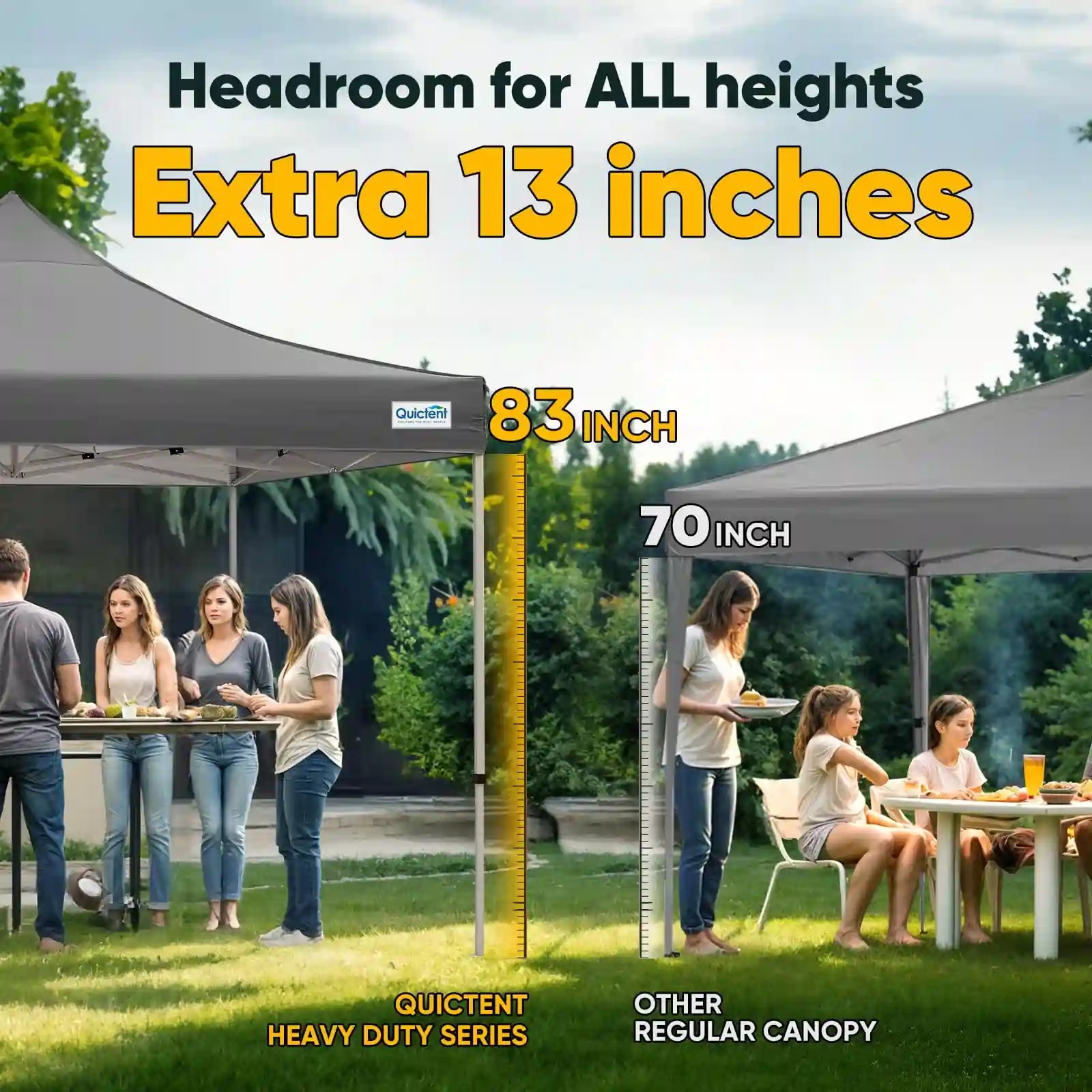 extra 13 inches headroom compared to a regular canopy#style_10x10 No Sidewall-Gray