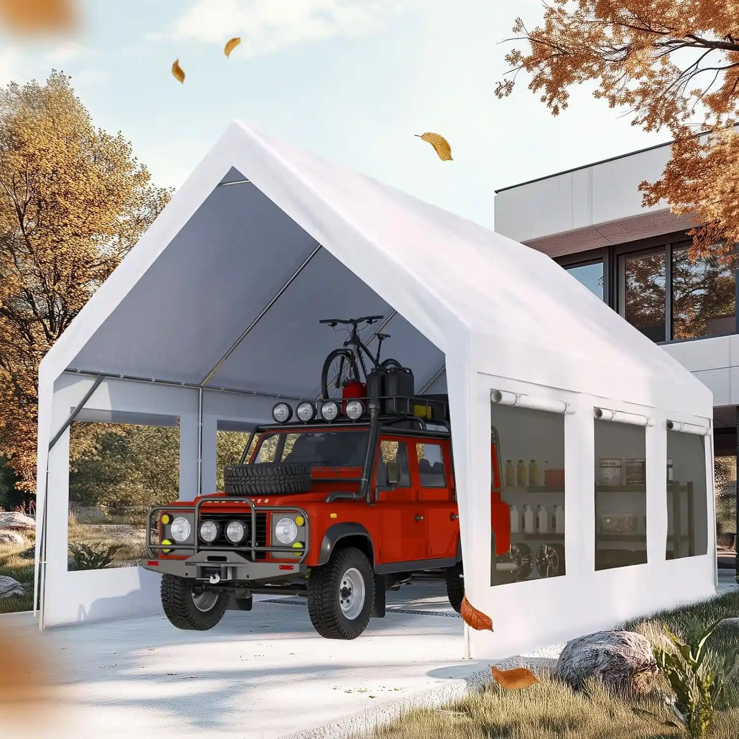 Heavy Duty 10x20ft White Carport#size_10X20-White
