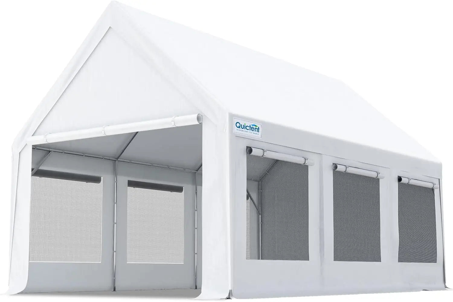 White Heavy Duty 12x20ft Carport with Ultra-High Peak#size_12X20-White
