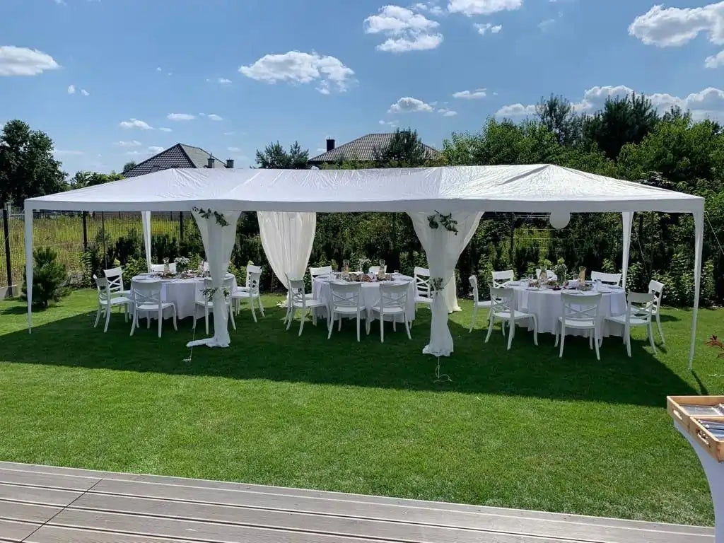 Quictent 10x30 Party Tent, Frame Tent with 6 Removable Sidewalls, White