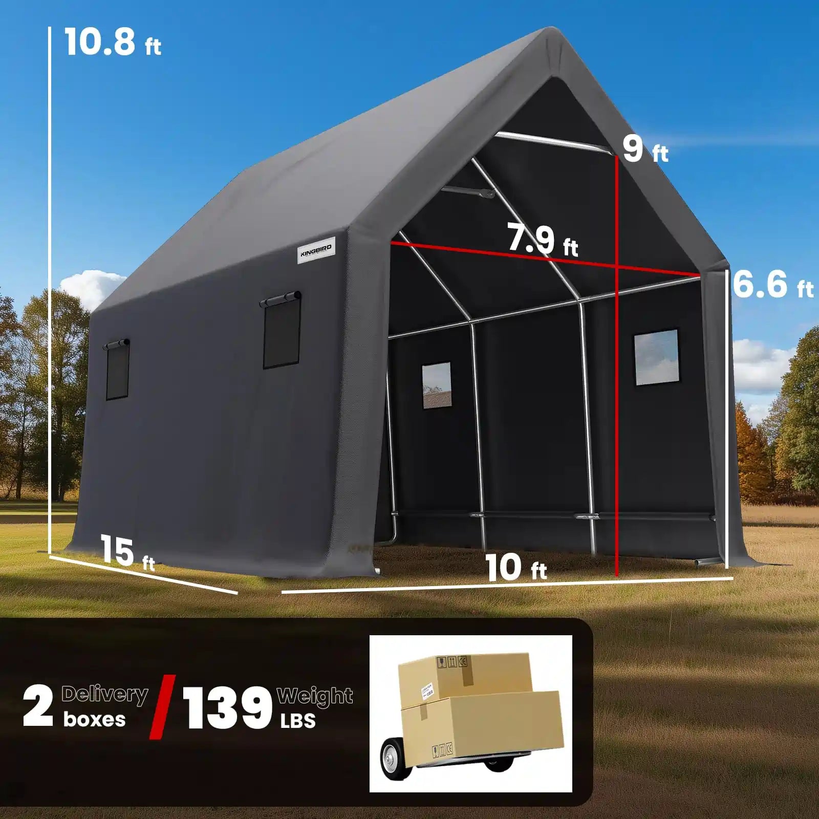 10X15FT storage shed dimensions#size_10' x 15'-Peak