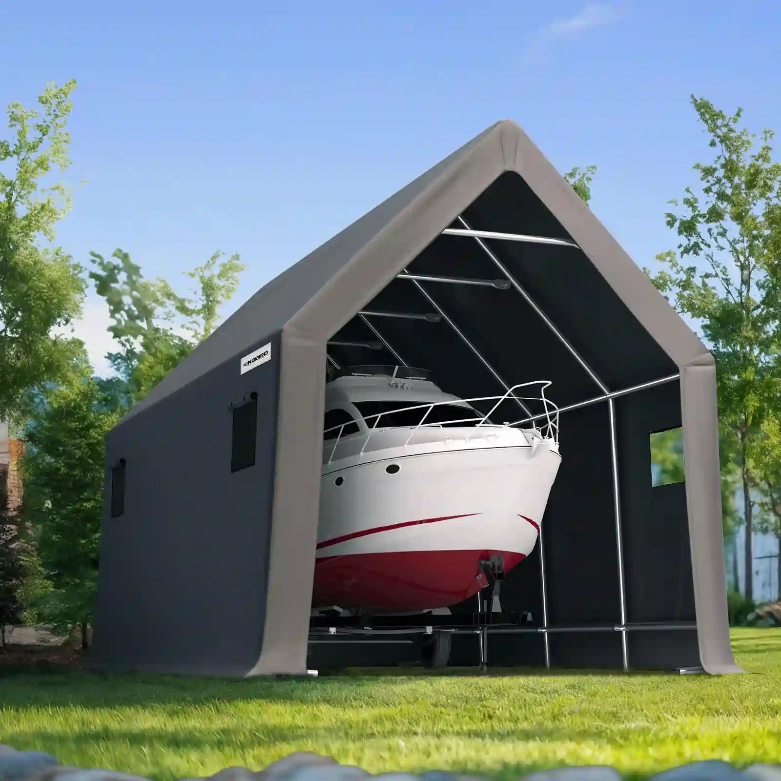 KING BIRD 10X20FT Heavy Duty Storage Shed#size_10' x 20'-Peak
