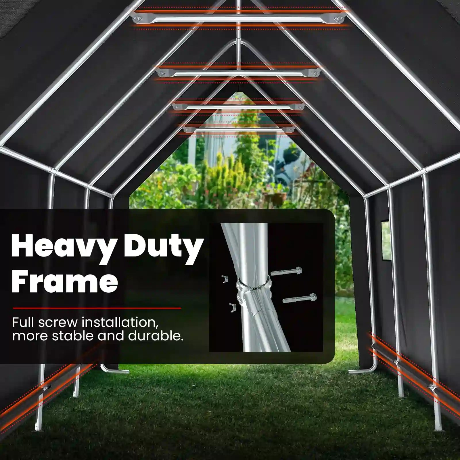 Heavy-duty rust-resistant galvanized steel frame#size_10' x 20'-Peak