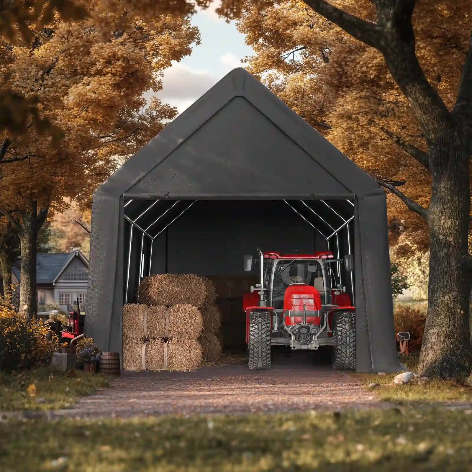 Outdoor Anti-Snow High Peak Storage Shed Shelter#size_10' x 20'-Peak