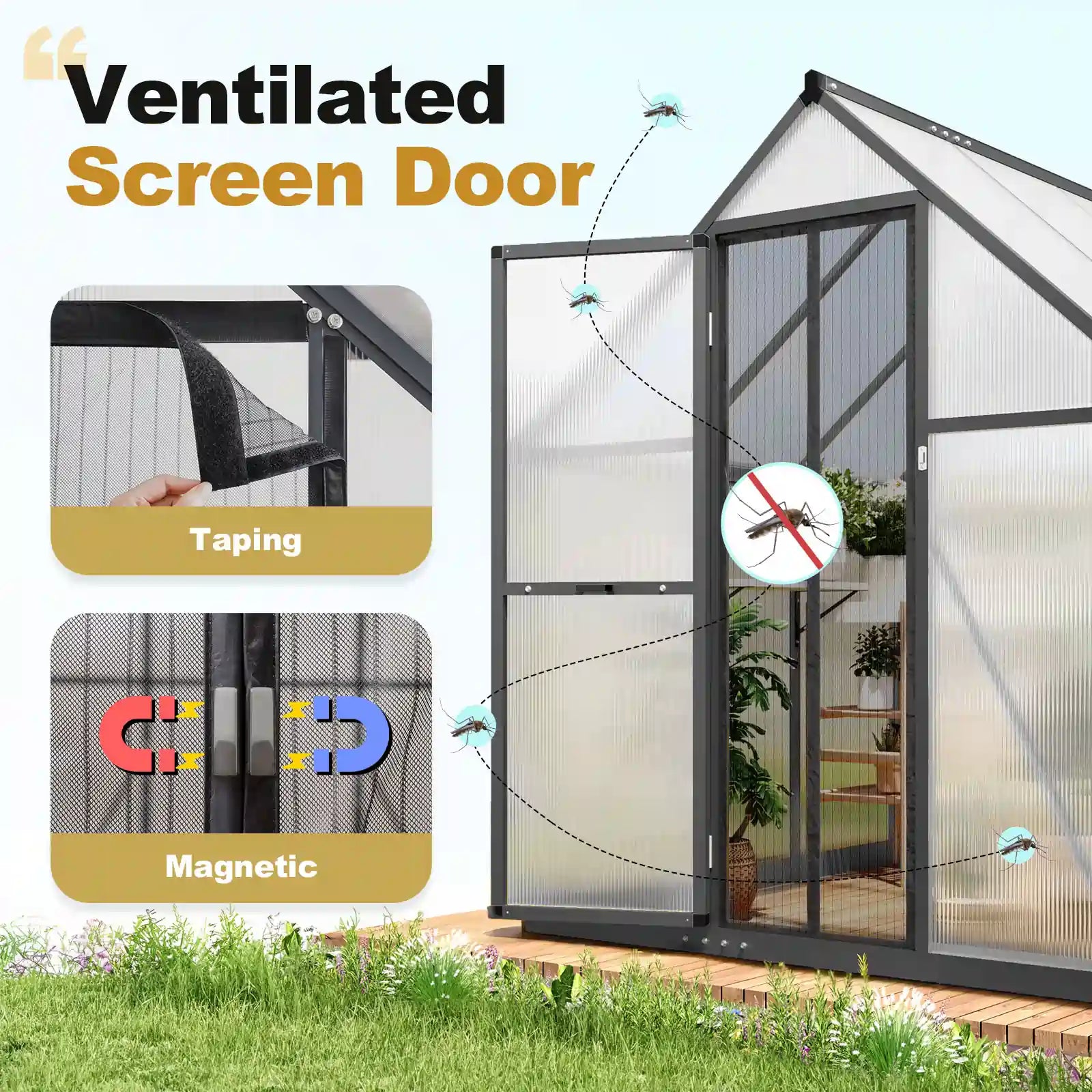Magnetic Ventilated Screen Door#size_9.2X5.6X6.4ft-Black