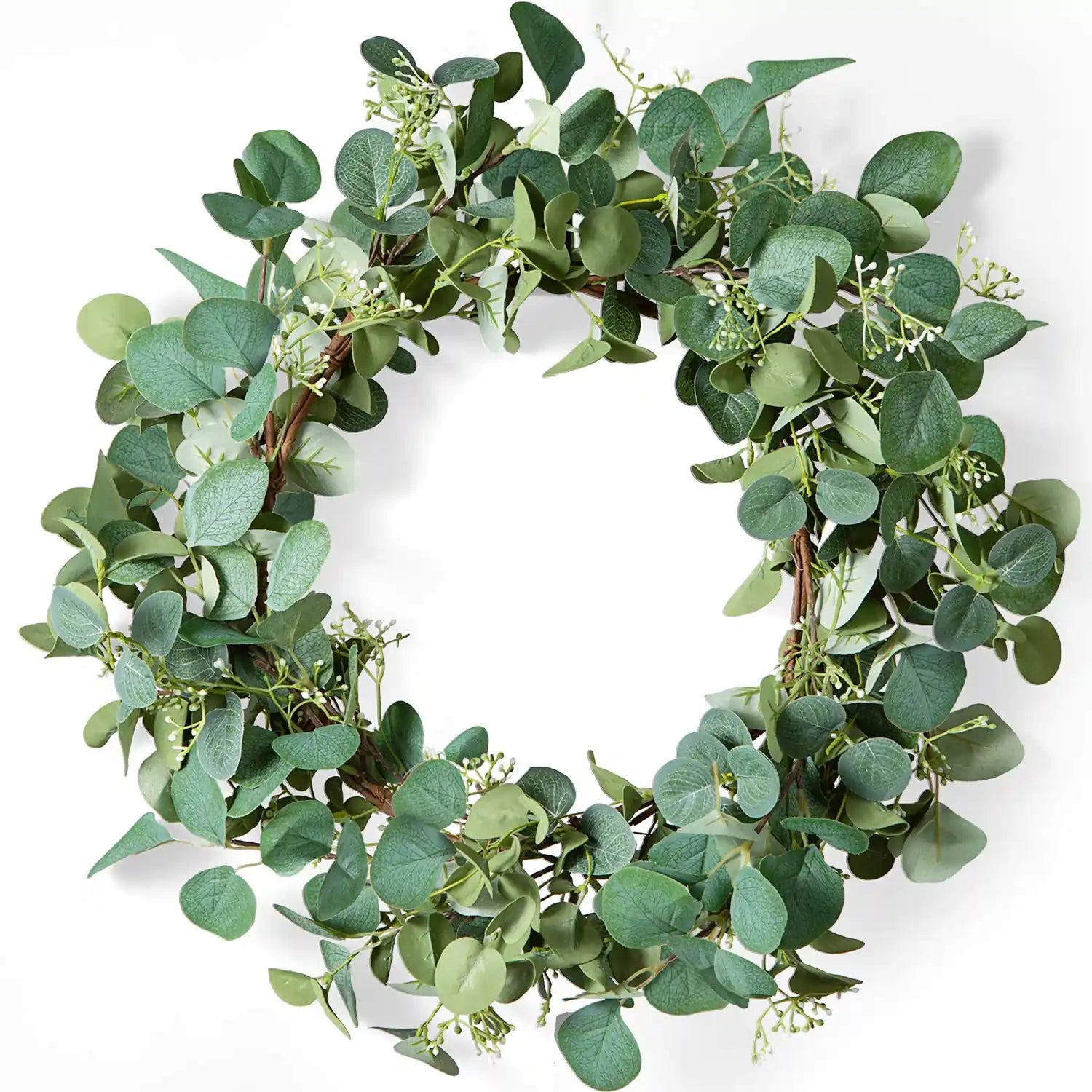 20 Inch Artificial Green Eucalyptus Leaf Wreath#color_green01
