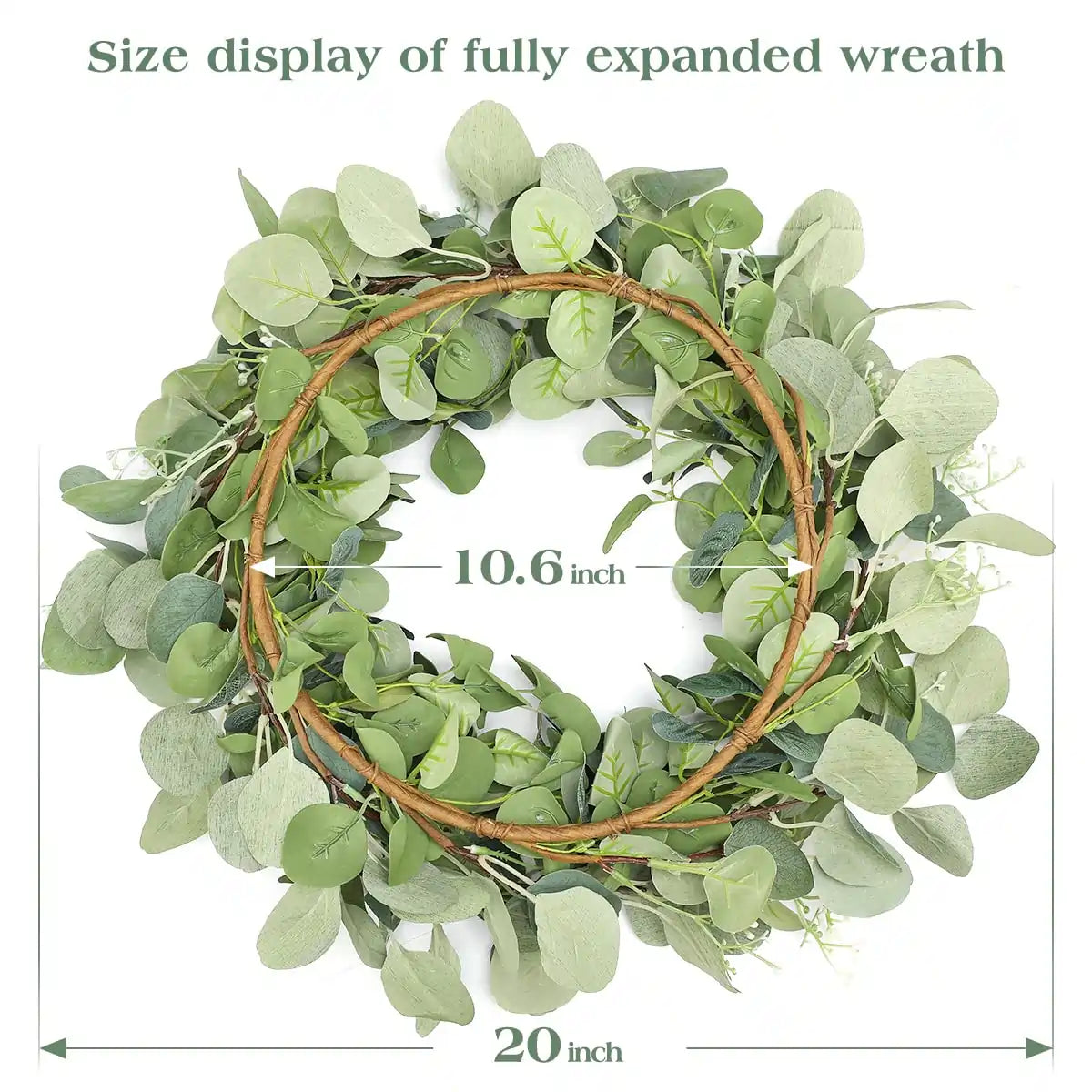 LIFEFAIR 20”Green Eucalyptus Wreath Size#color_viridity