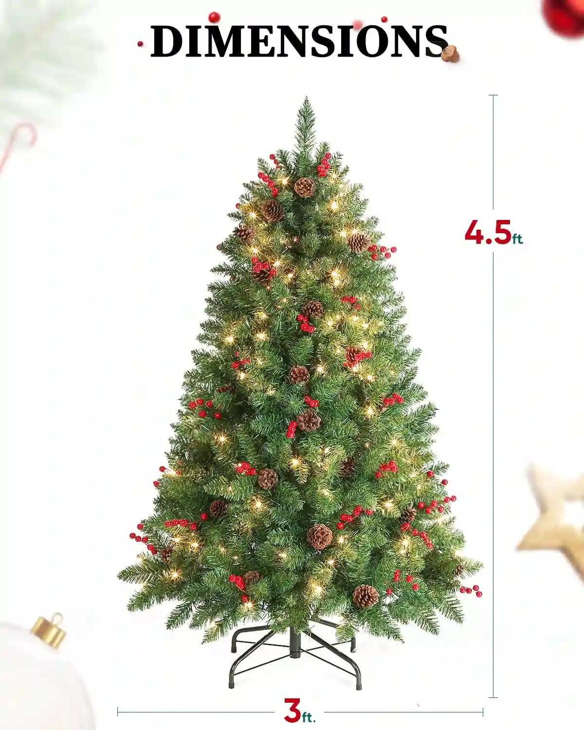 LIFEFAIR 4.5FT Prelit Christmas Tree Size#size_4.5FT