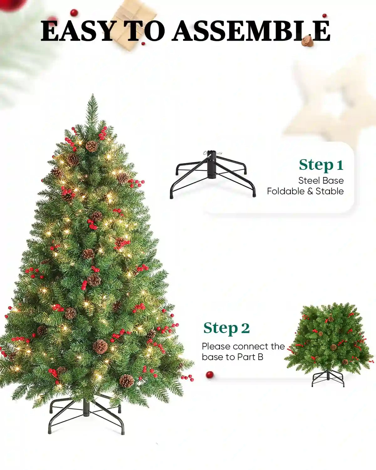 Quickly and easily attach or separate the parts of the decorated Christmas tree#size_4.5FT