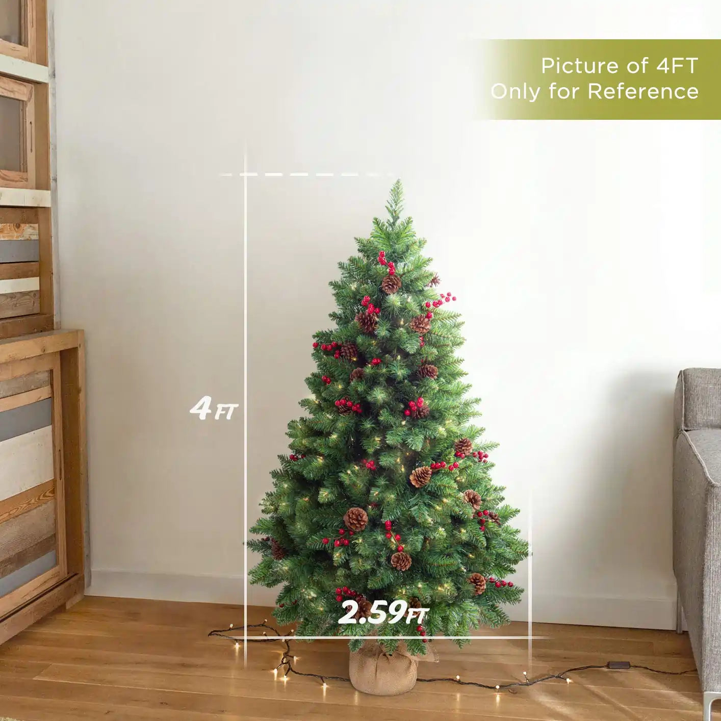 LIFEFAIR 4 ft christmas tree size#size_4FT