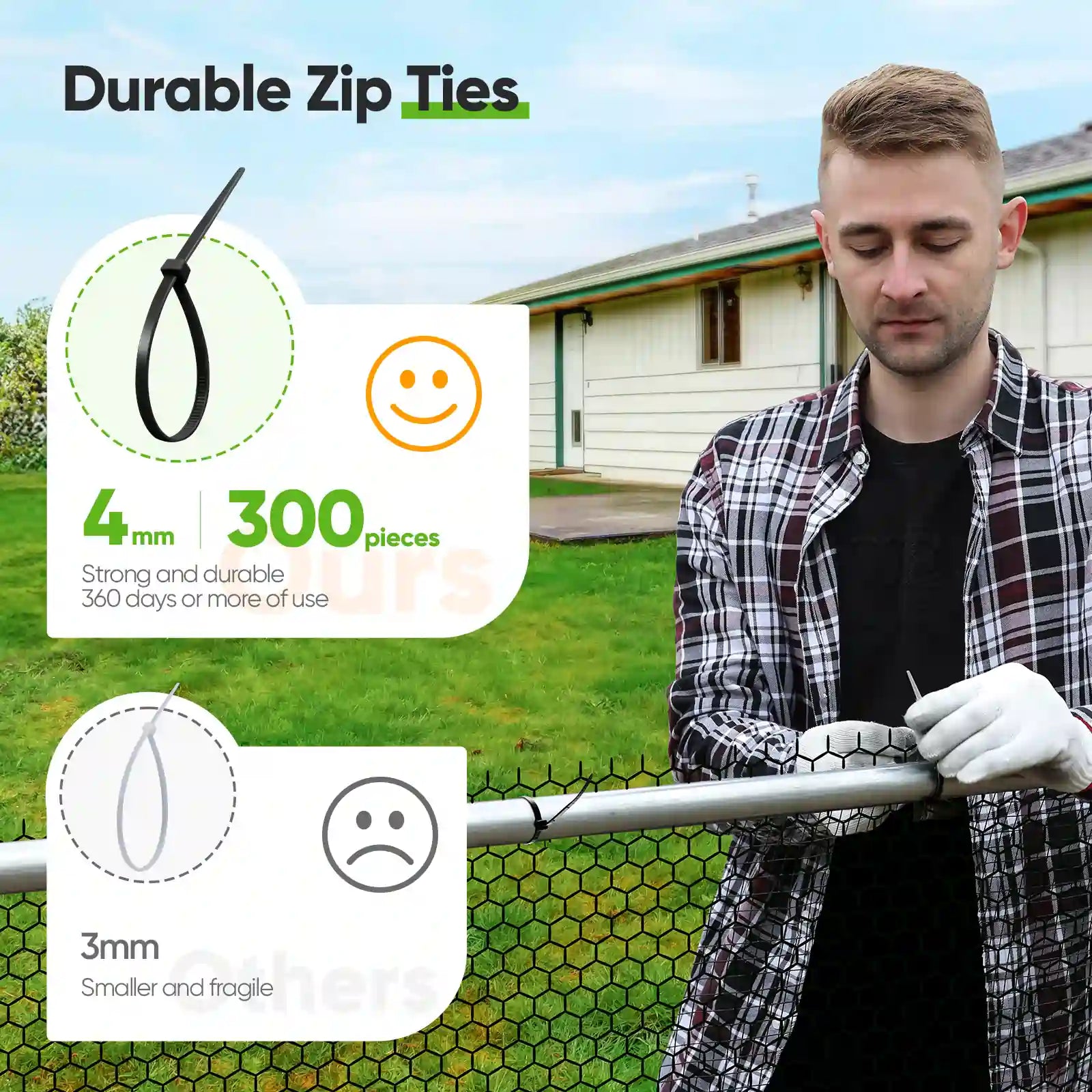 Durable Zip Ties#size_12x9FT WireMesh-with ladder