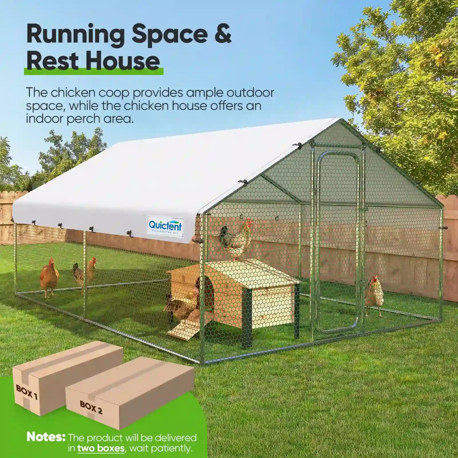 Outdoor Walk-in Cage Peak Hen House#size_12x9FT with NestBox
