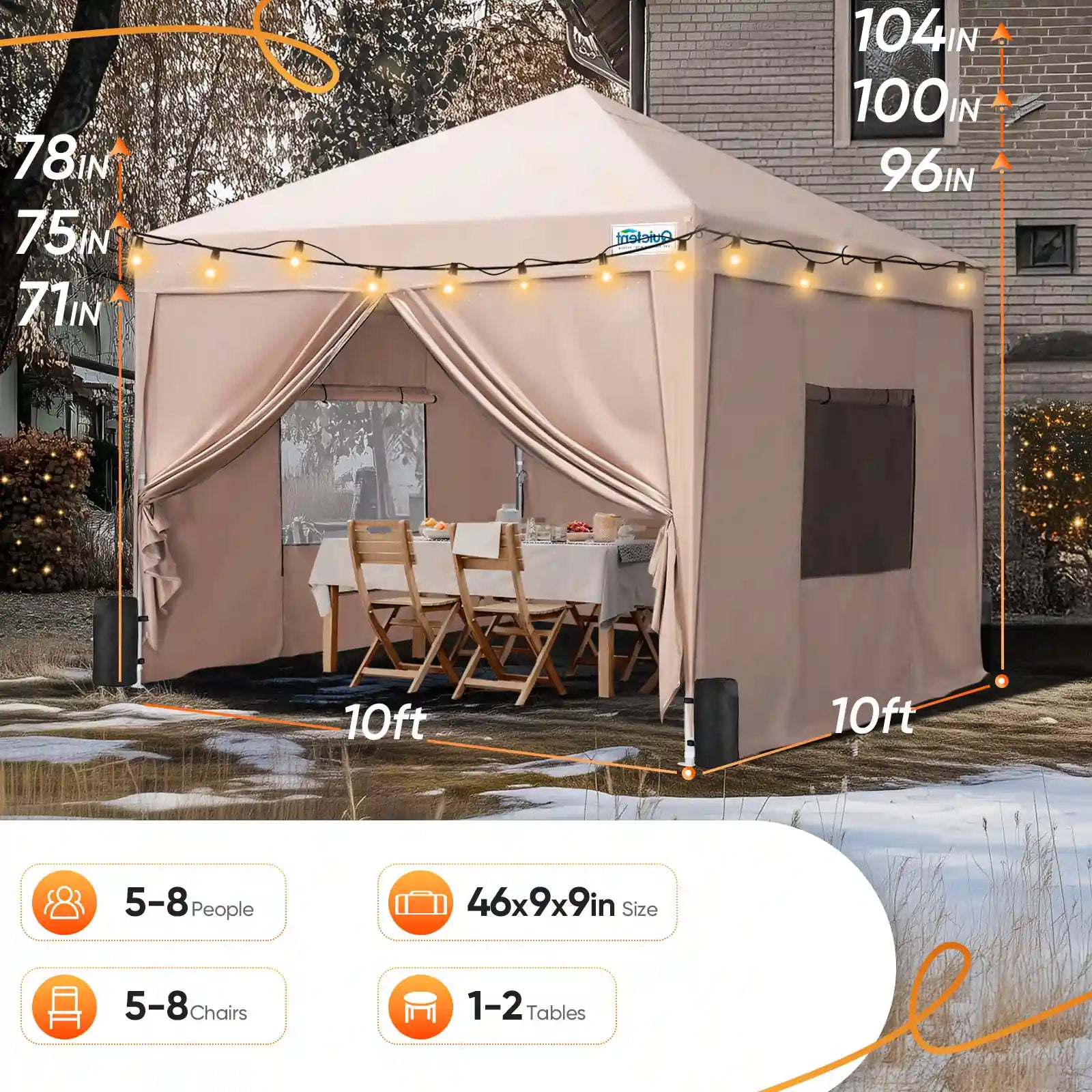 Easy Up Instant Gazebo Size#color_beige
