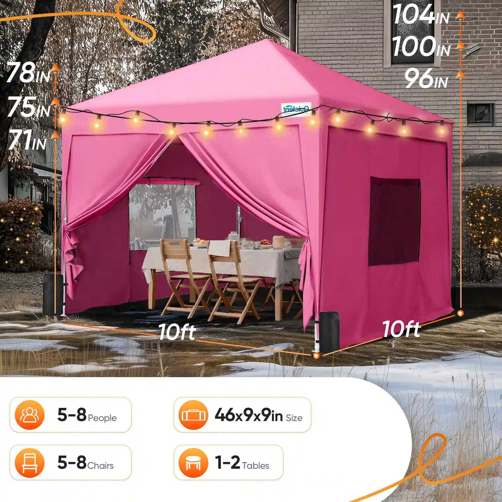 Waterproof, Easy Up Instant Gazebo Size#color_pink