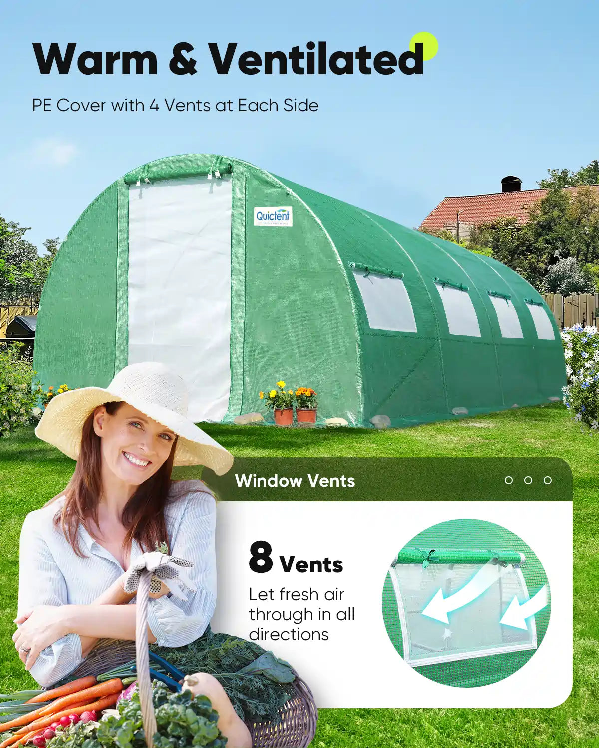 PE cover with 4 window vents at each side#color_green