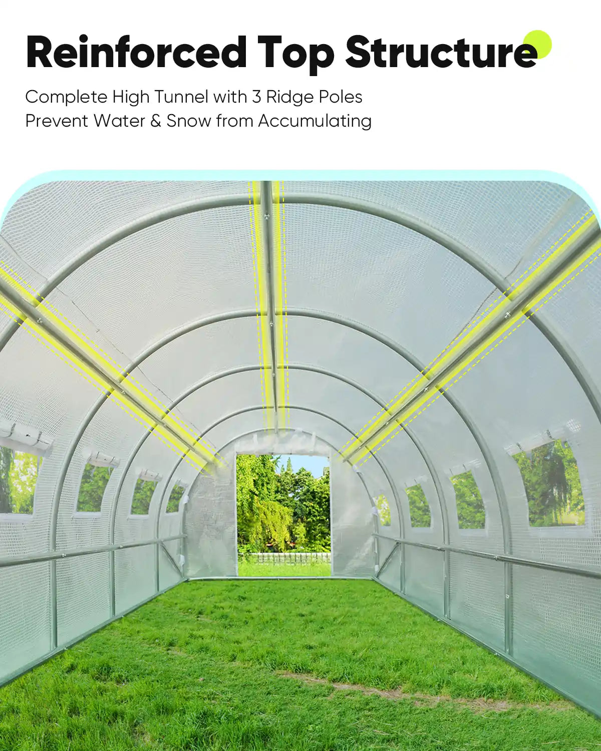 Complete high tunnel with 3 ridge poles#color_white