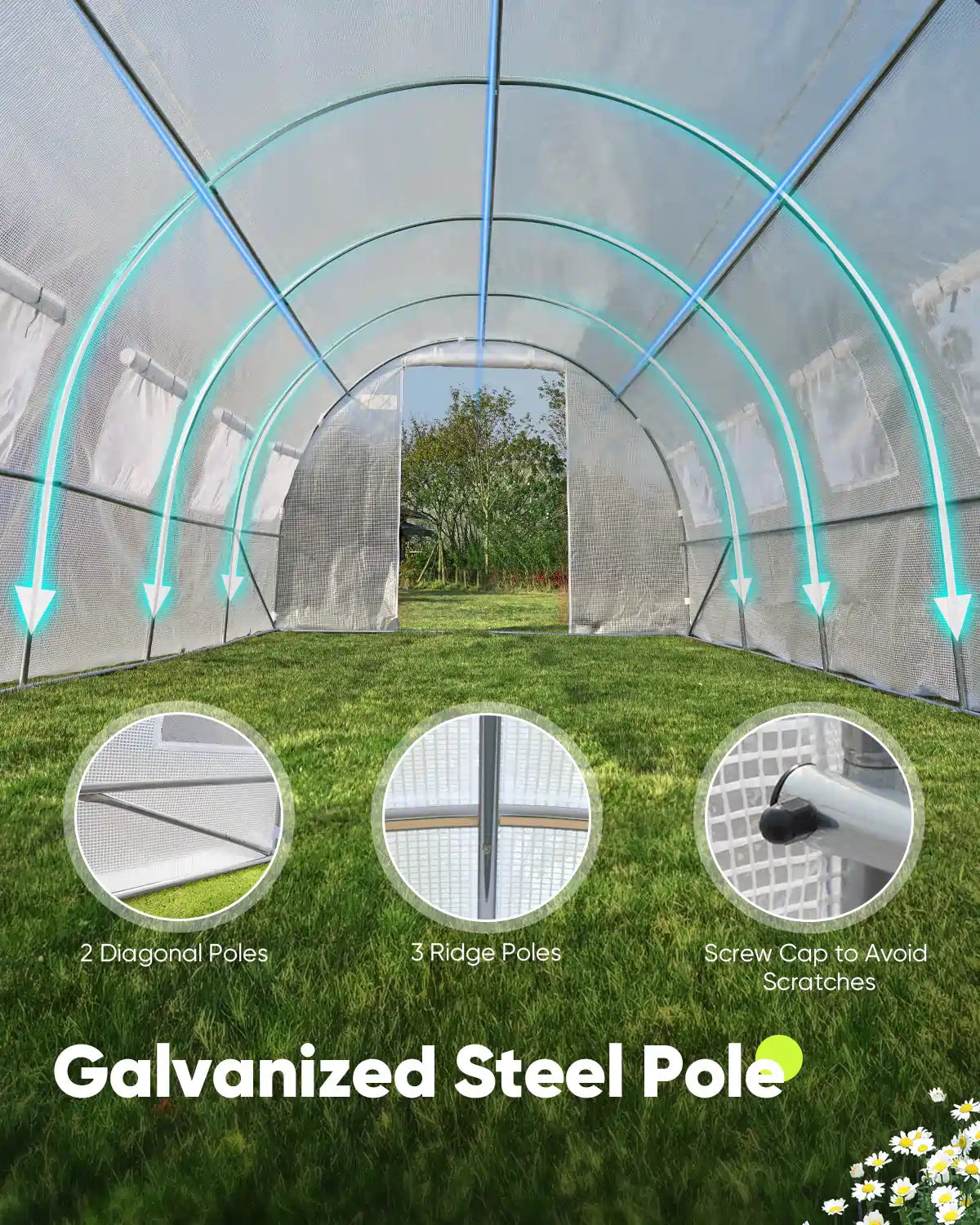 Galvanized steel poles#color_white