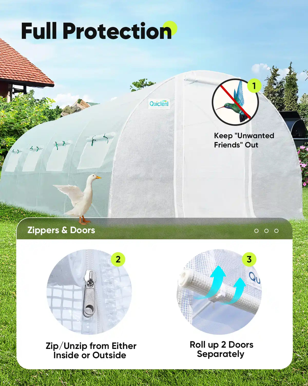 Zippers and doors for full protection#color_white