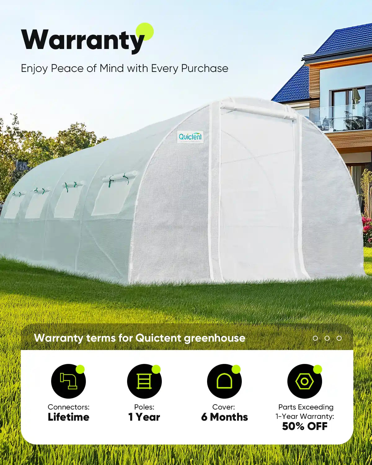 Warranty terms for Quictent greenhouse#color_white