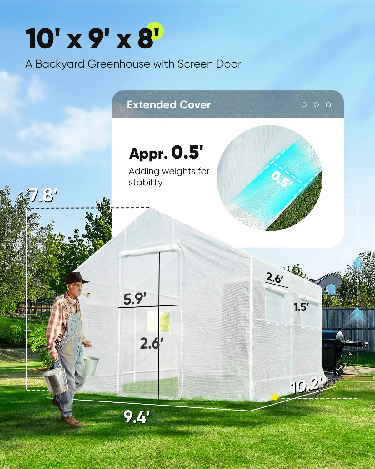 A Backyard Greenhouse with Screen Door