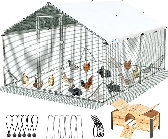 Large outdoor chicken coop#size_12x9ft w/Extended Wire+NestBox