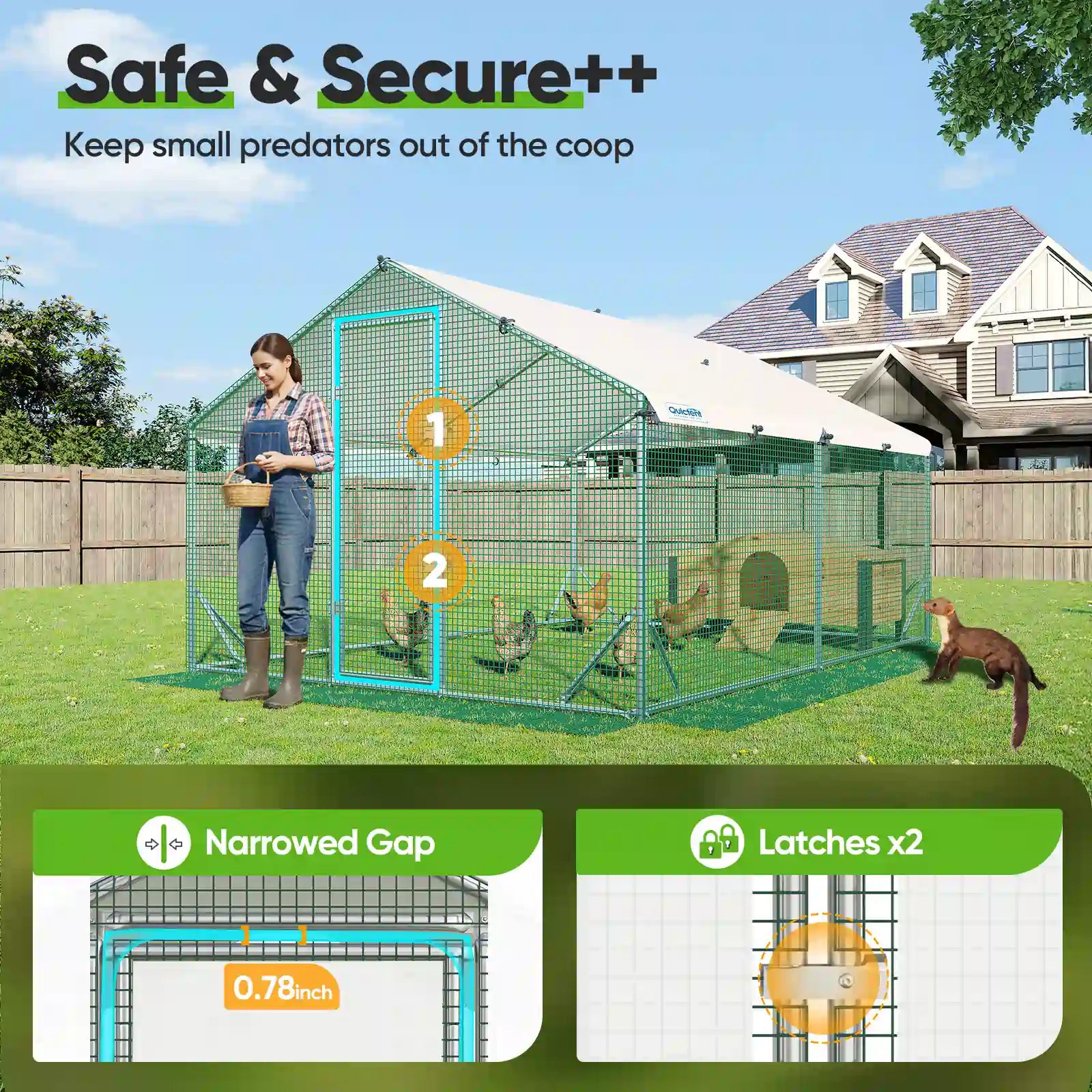 narrowed gap and latches#size_12x9ft w/Extended Wire+NestBox