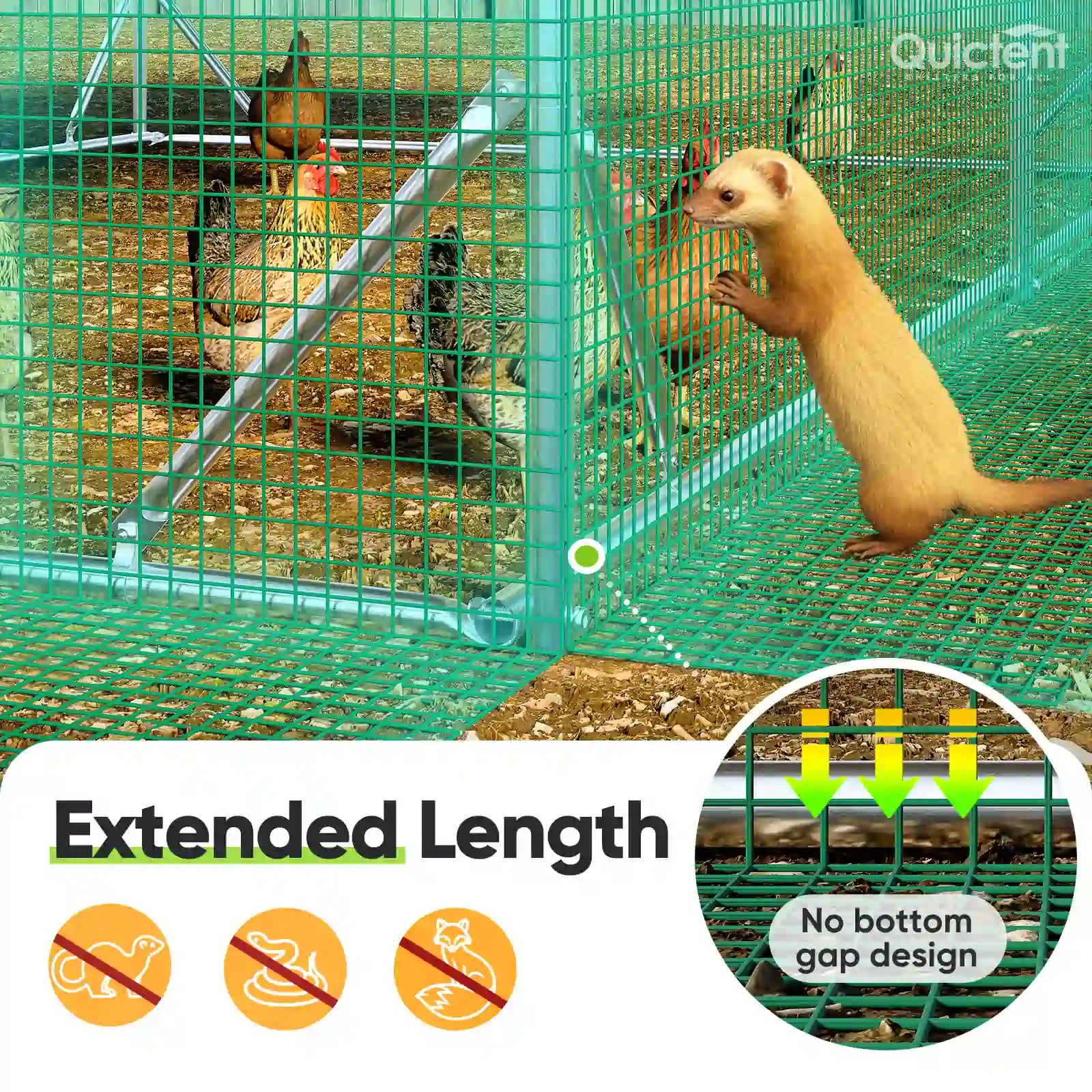 Extended Length and No bottom gap design#size_12x9ft w/Extended Wire+NestBox