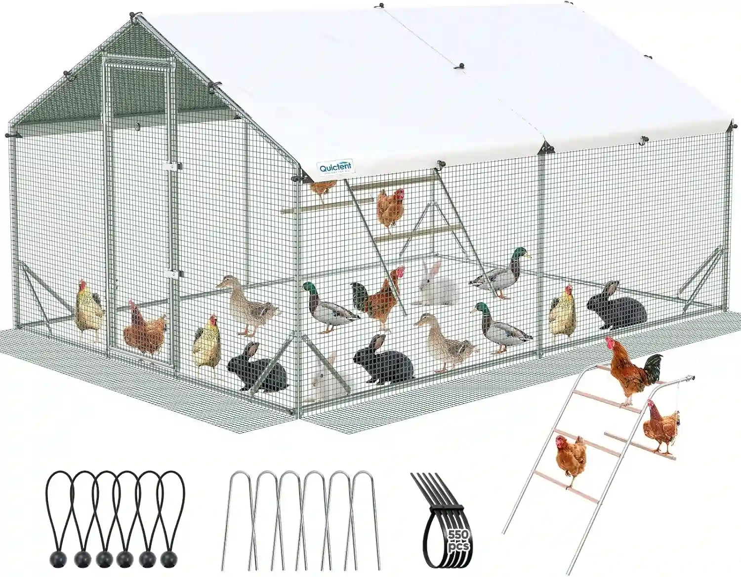 Large outdoor chicken coop#size_12x9ft w/Extended Wire+Roosting Bar