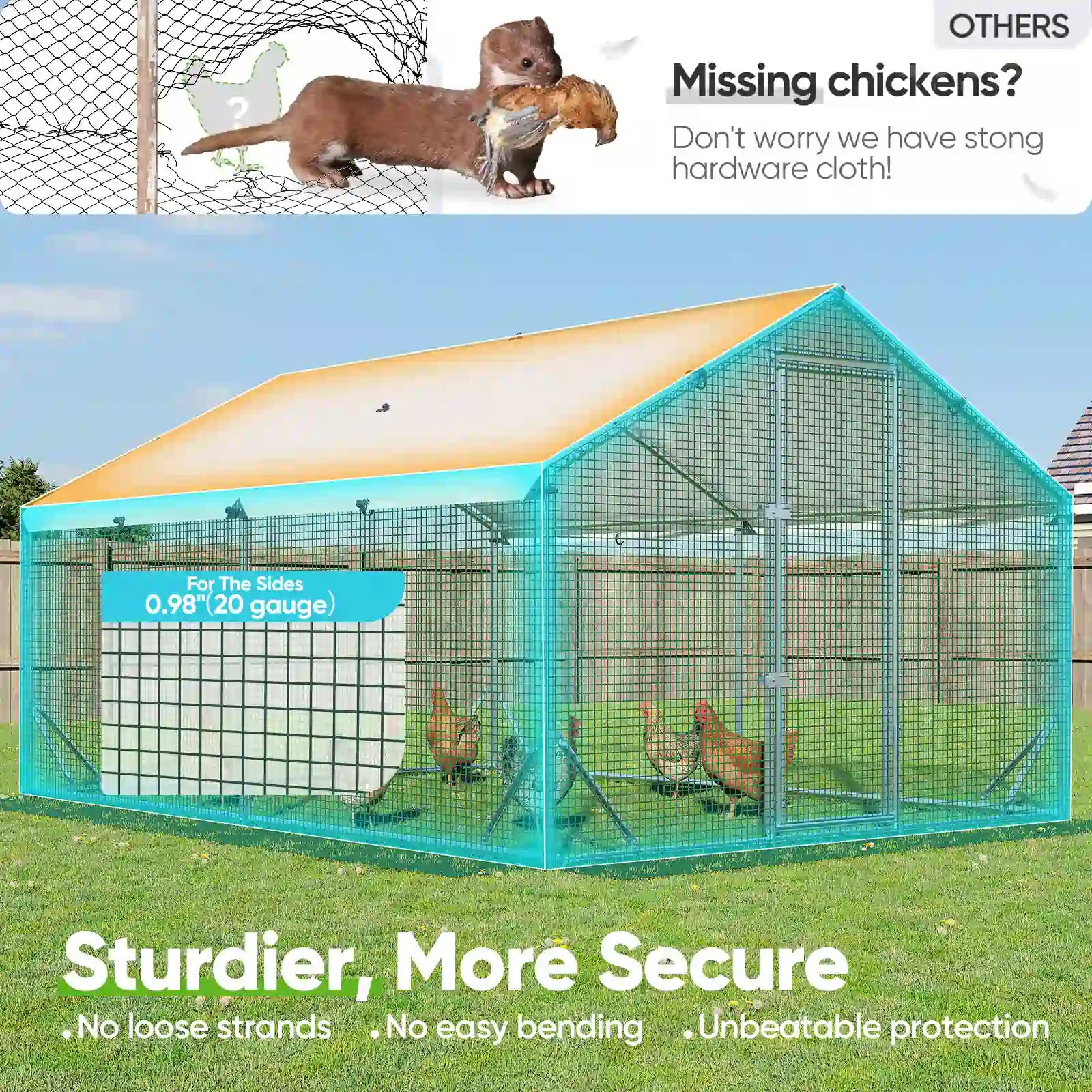sturdiness and security#size_12x9ft w/Extended Wire+Roosting Bar