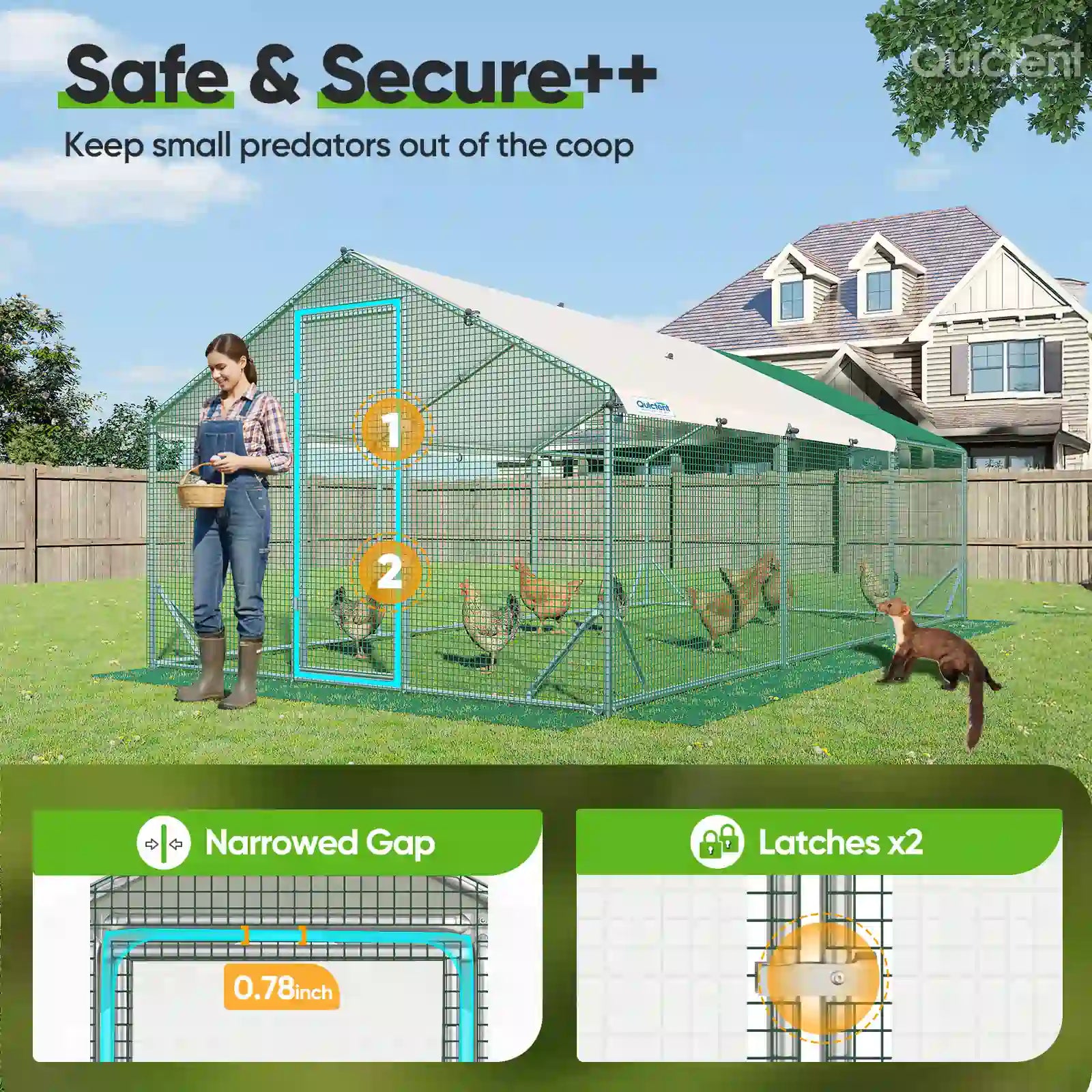 Safe and secure chicken run#size_18x9ft w/Extended Wire