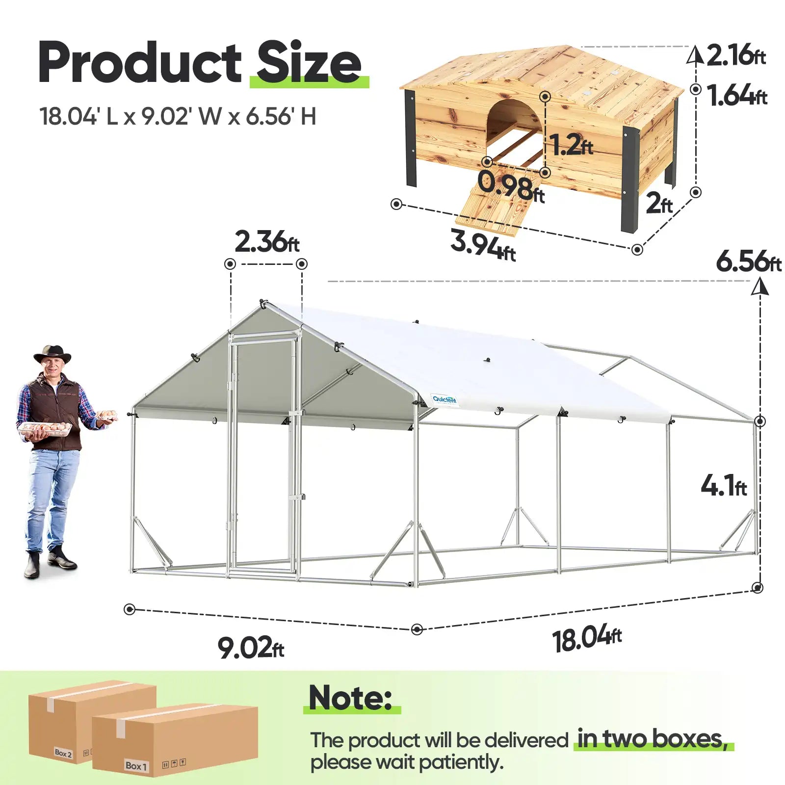 Measurement for chicken house#size_18x9ft w/Extended Wire+NestBox