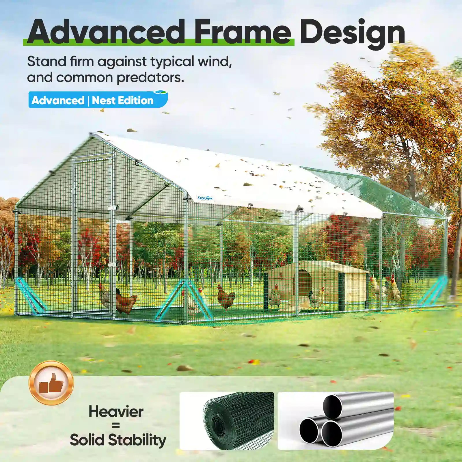 Large outdoor chicken coop with advanced frame#size_18x9ft w/Extended Wire+NestBox