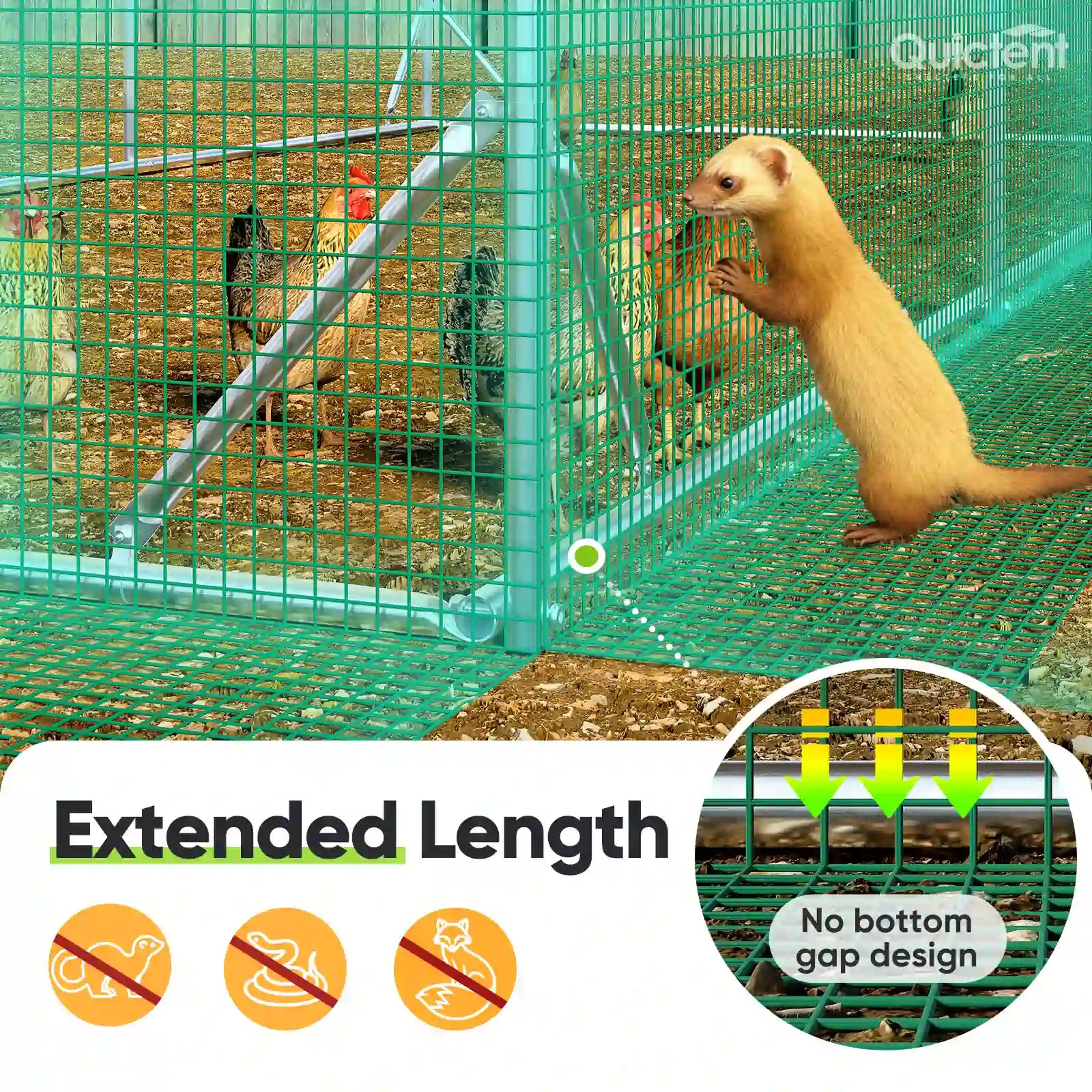 Chicken enclosure#size_18x9ft w/Extended Wire+Roosting Bar