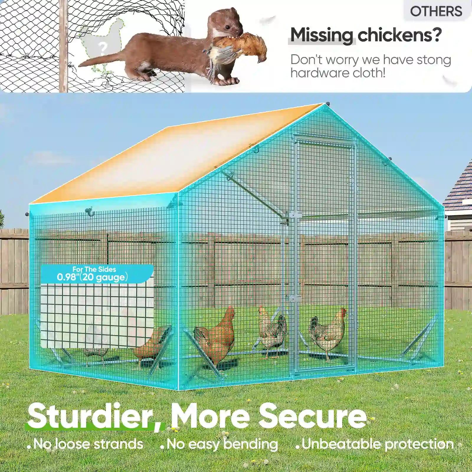 A sturdier chicken run#size_6.5x9ft w/Extended Wire