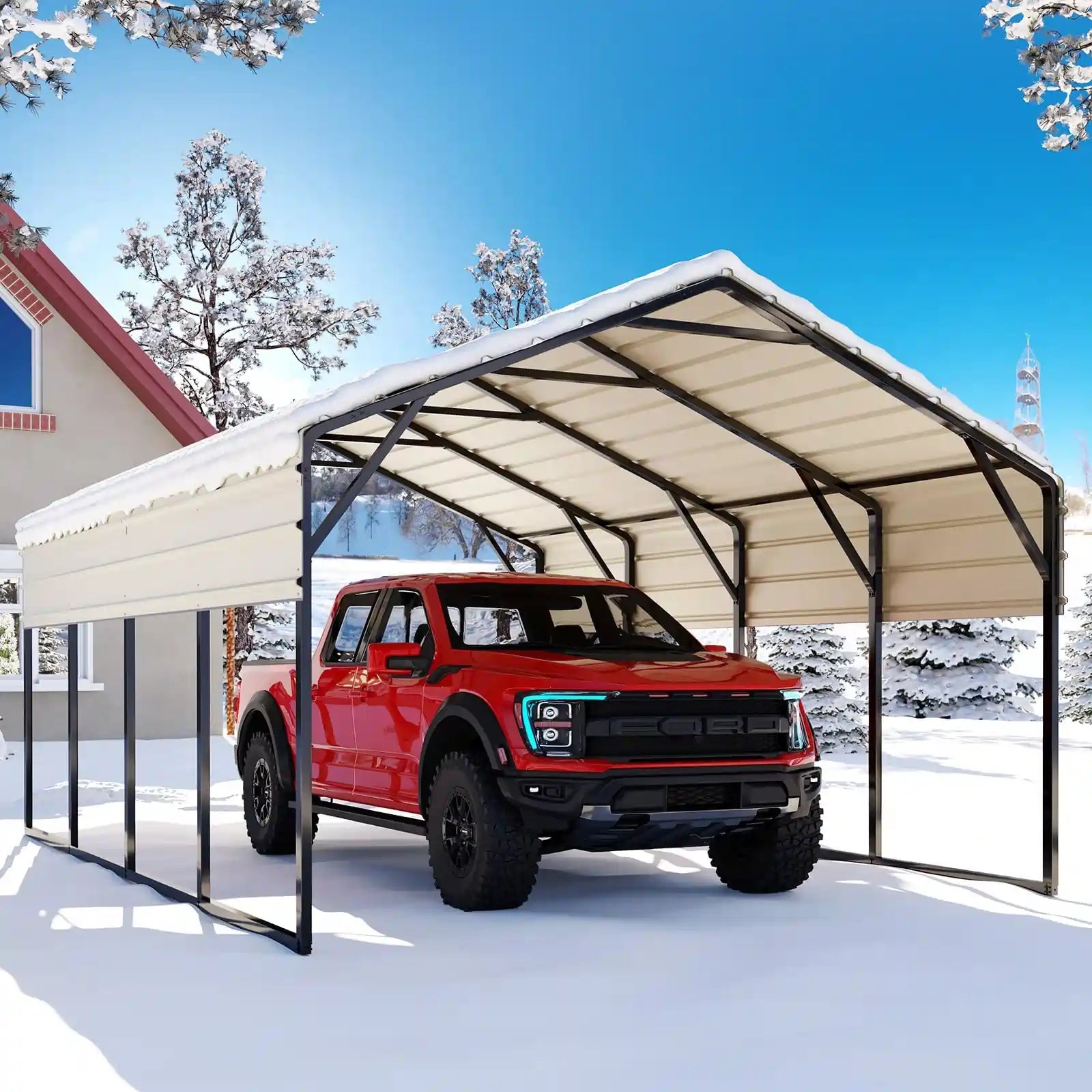 Heavy Duty Hard Top Car Canopy#size_12X20ft