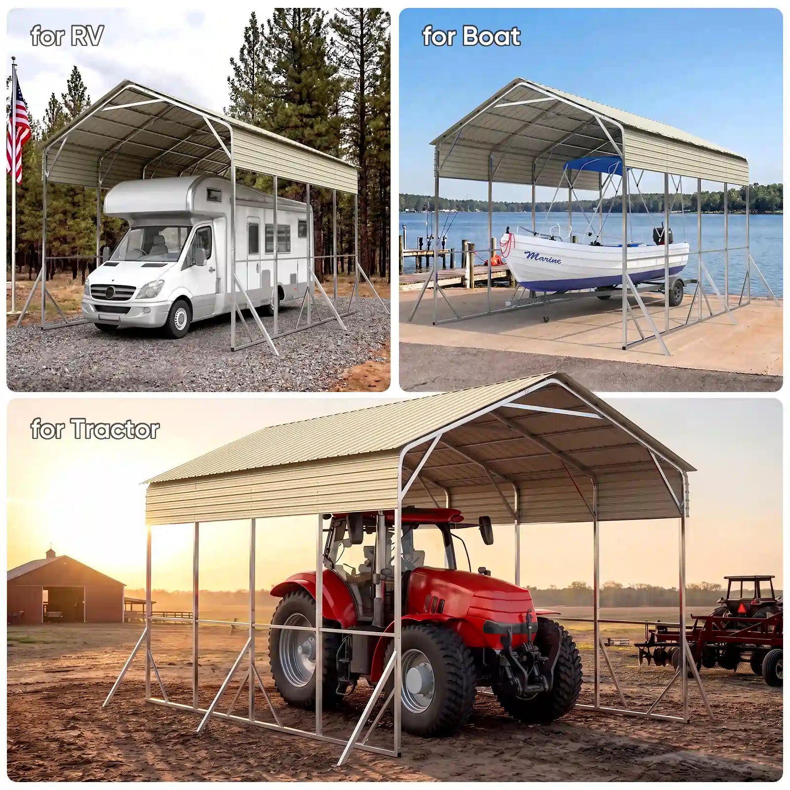 metal carports for RV, boat, and tractor#size_14X20ft-Taller