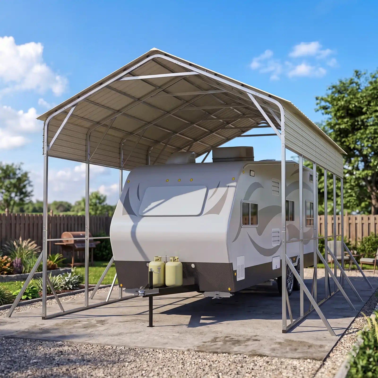 Heavy Duty Oversized Carport with Reinforced Frame and Steel Roof#size_14X25ft-Taller