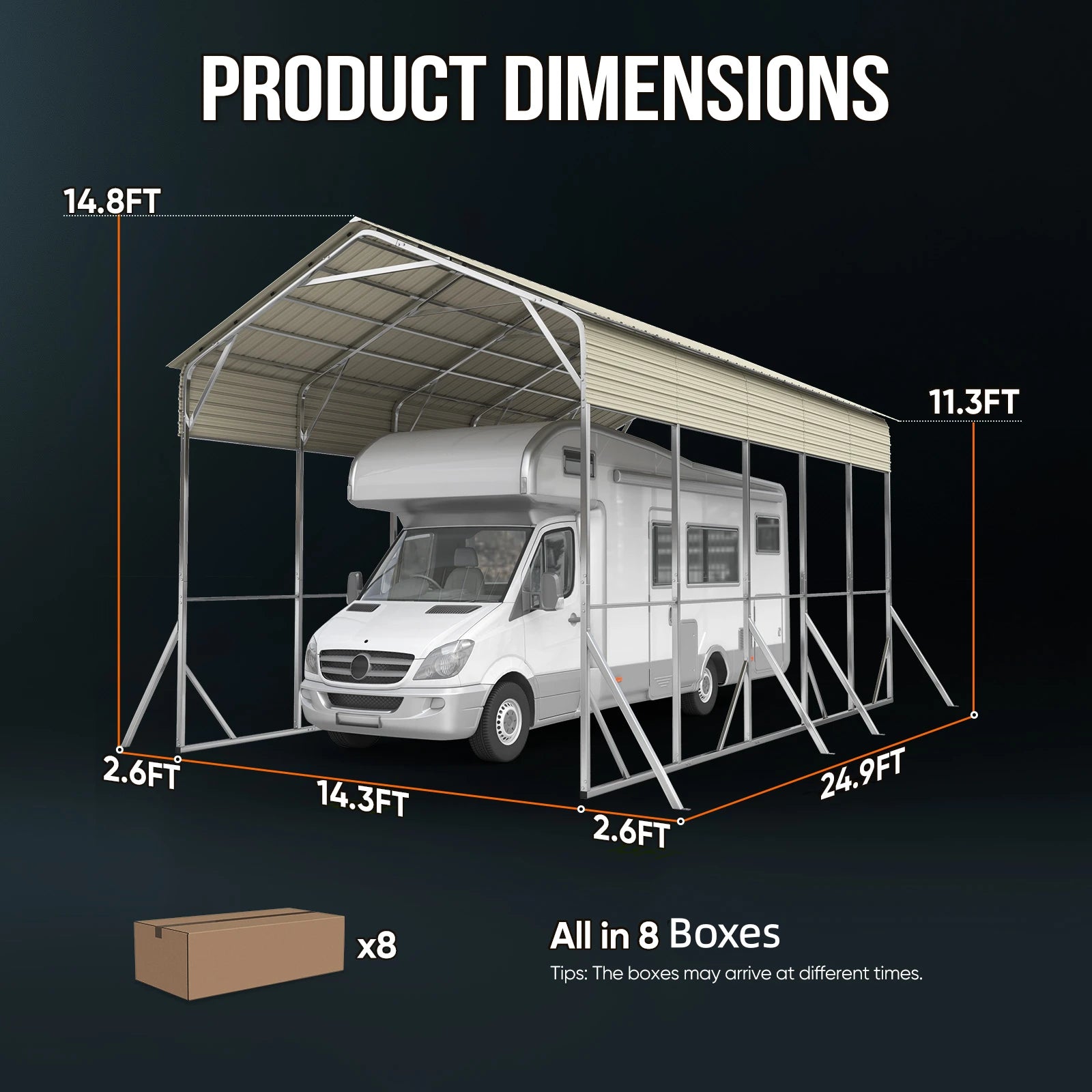 Carport dimensions#size_14X25ft-Taller