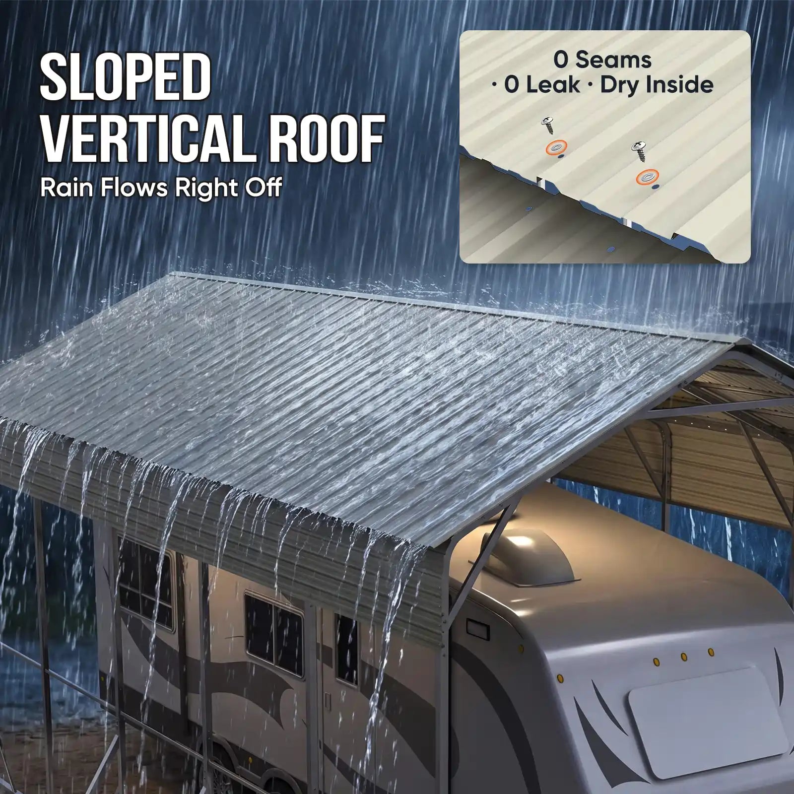 Sloped vertical roof design with rainwater flowing off#size_14X25ft-Taller