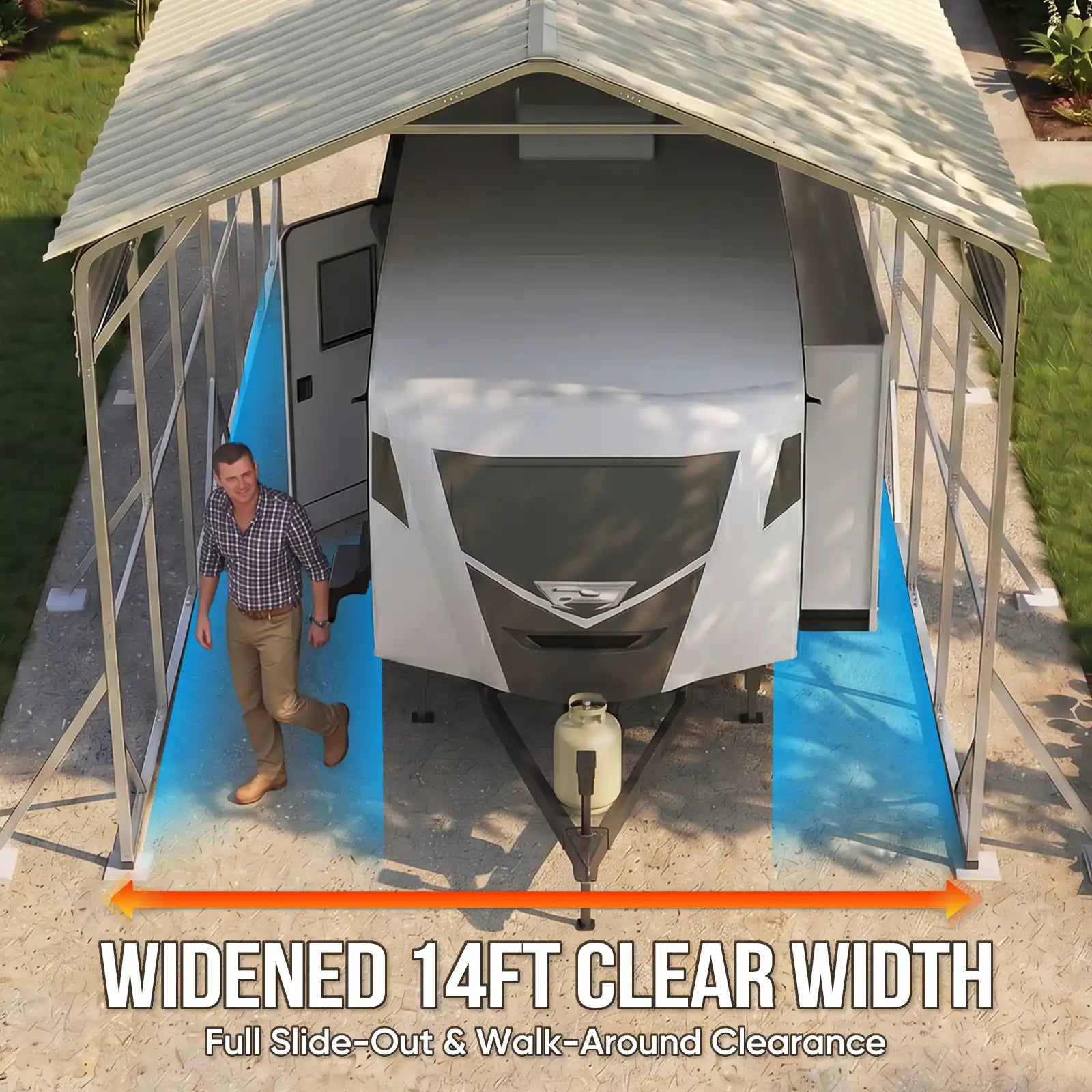 a widened 14ft clear width carport#size_14X30ft-Taller