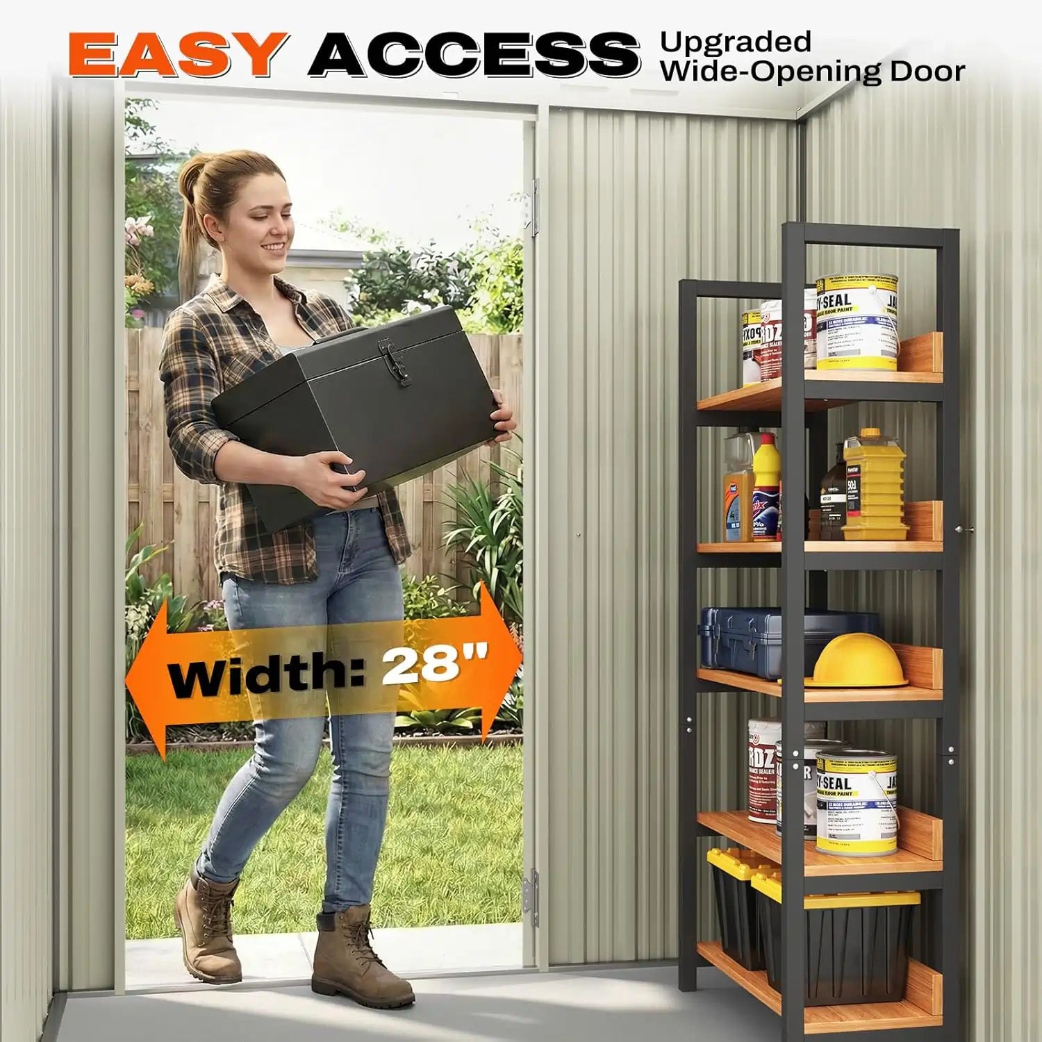 Easy Access for mowers, trolleys, and large bins#size_5x3FT