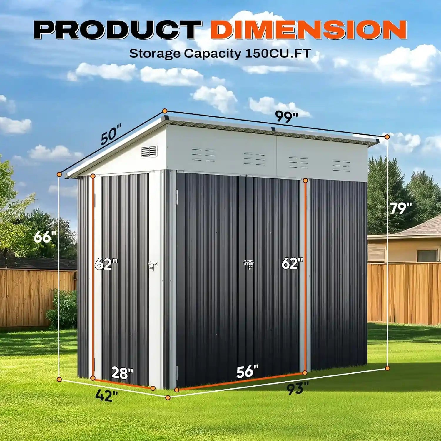 Metal storage shed with dimensions#size_8x4FT